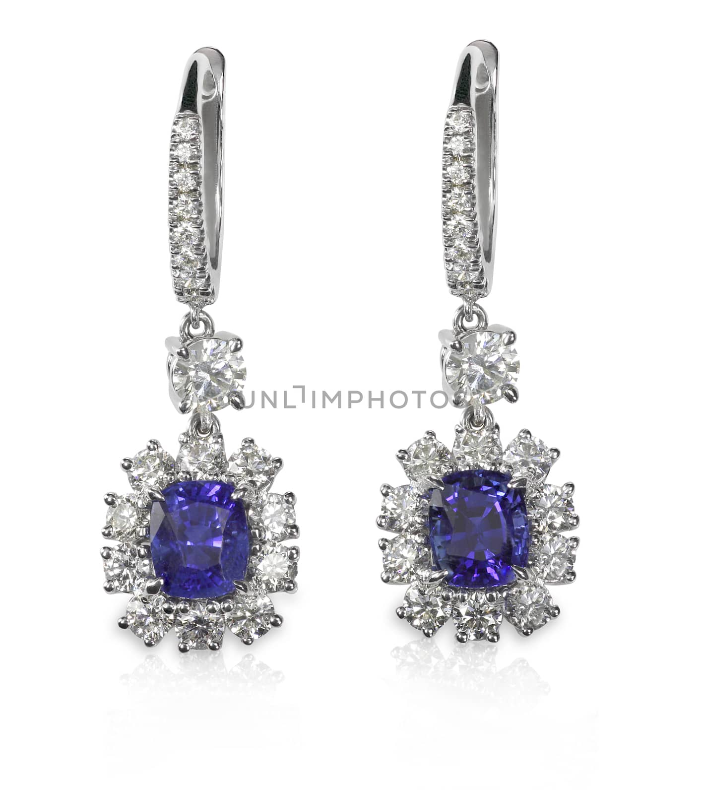 Blue Gemstone and diamond earrings by fruitcocktail