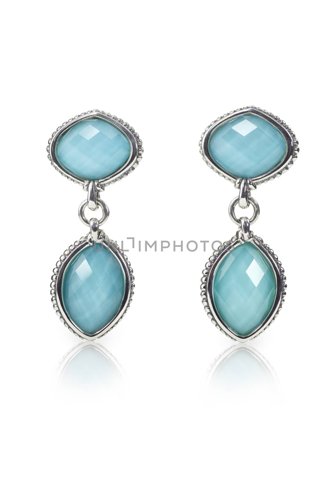 Blue Gemstone and diamond earrings. Genuine Fine Jewelry