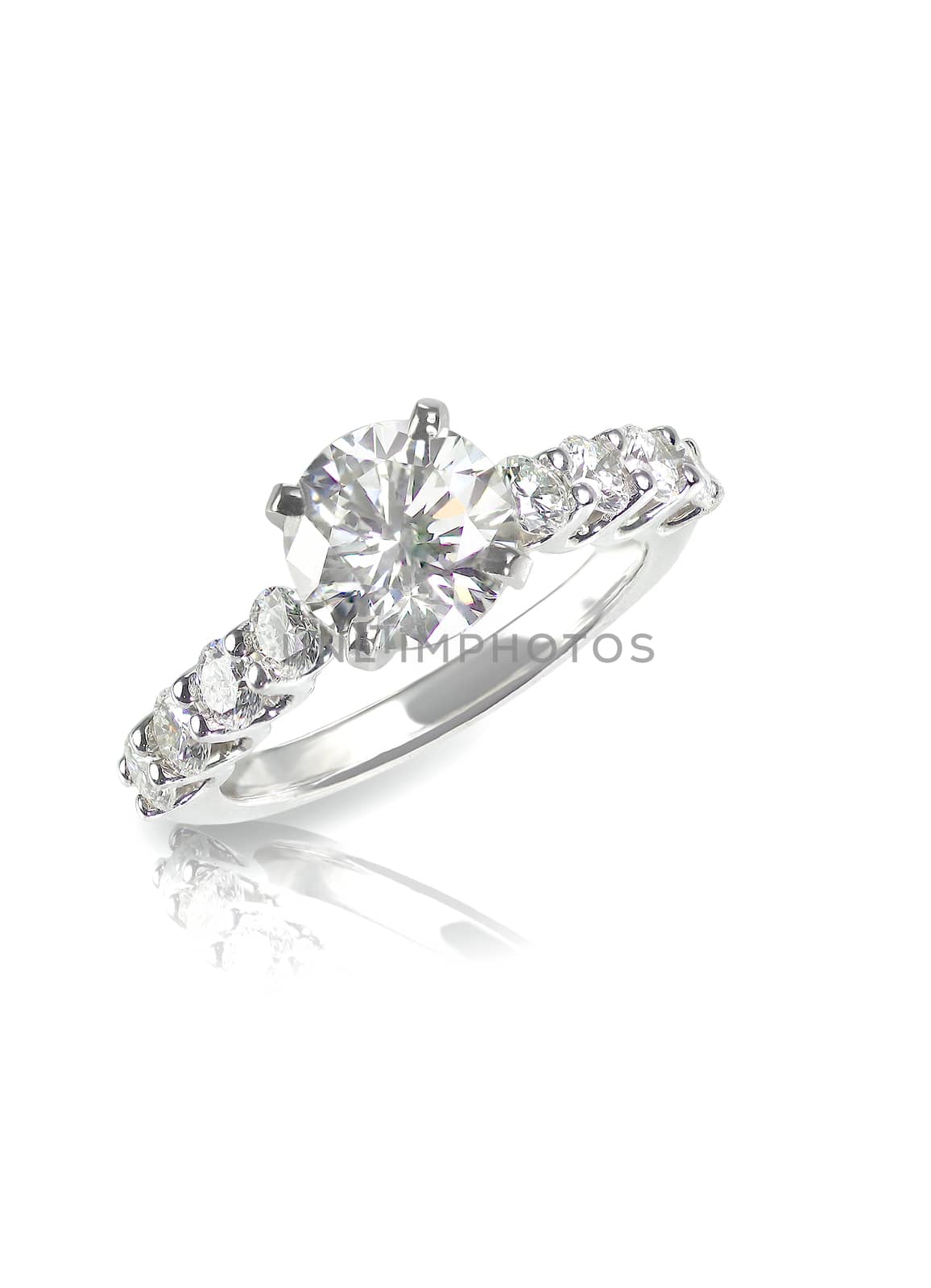 Beautiful diamond wedding ring set with multiple diamonds within a gold or platinum setting