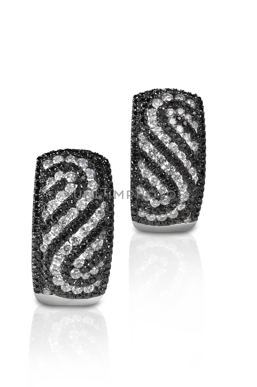 Black and White Diamond  Swirl Earrings by fruitcocktail