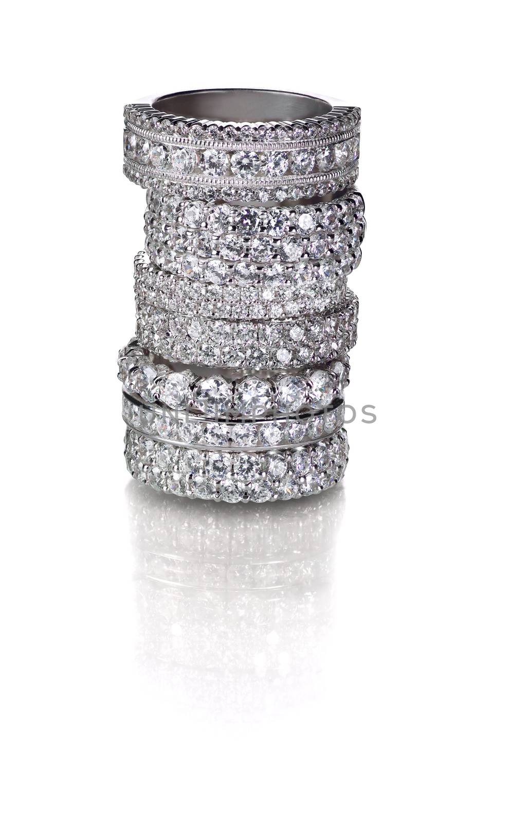 Cluster stack of diamond wedding engagment rings by fruitcocktail