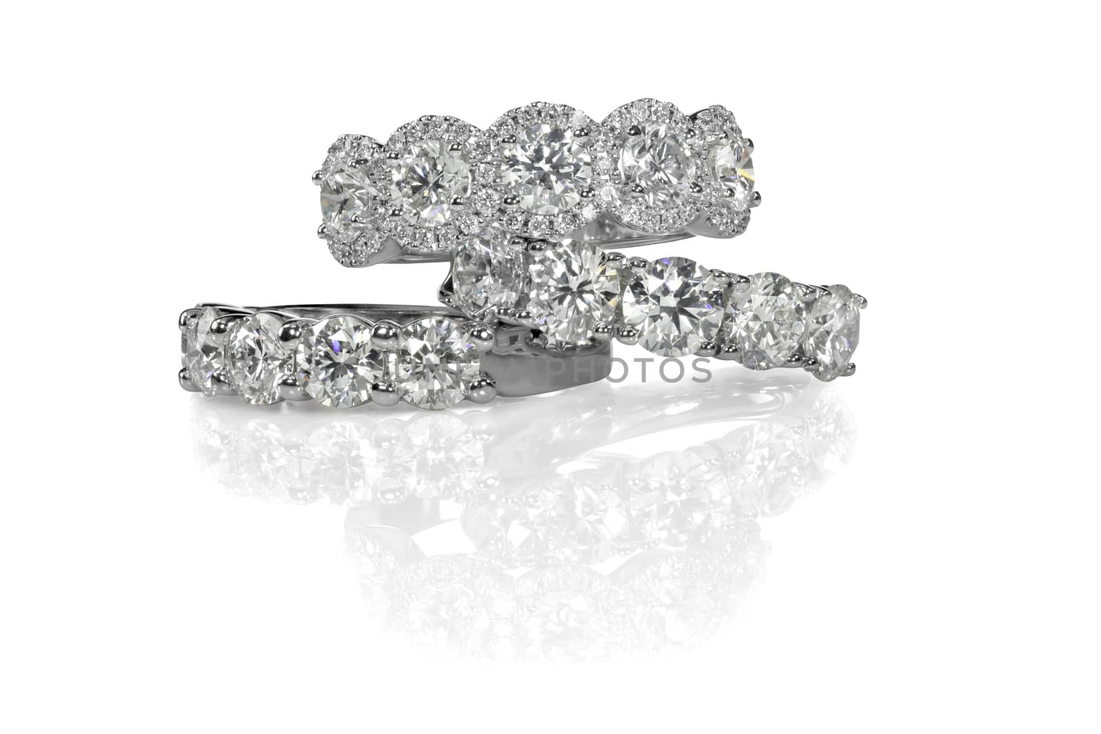 Cluster stack of diamond wedding engagment rings by fruitcocktail