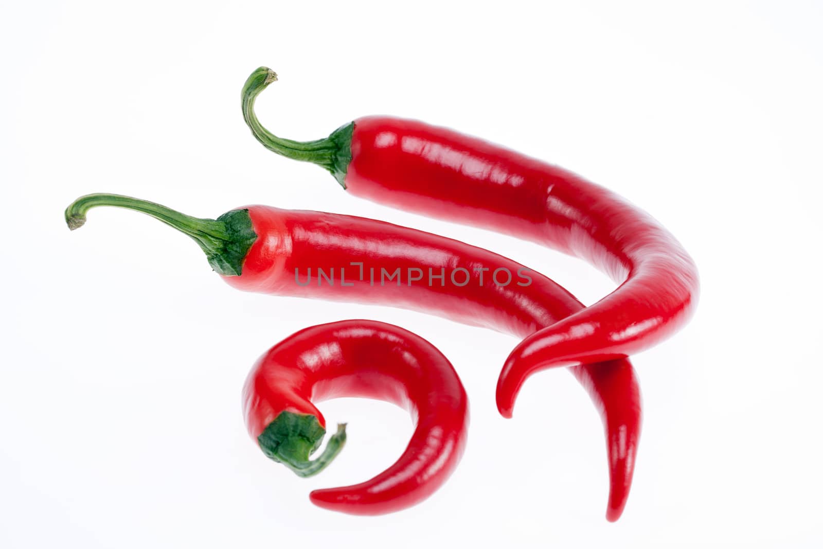 red peperoni peppers isolated on white background