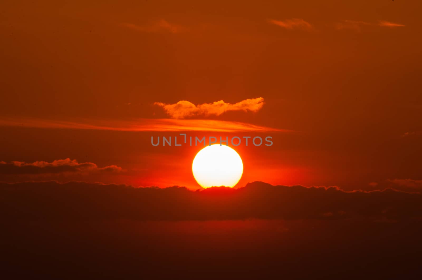 Beautiful sunrise big the sun and cloud