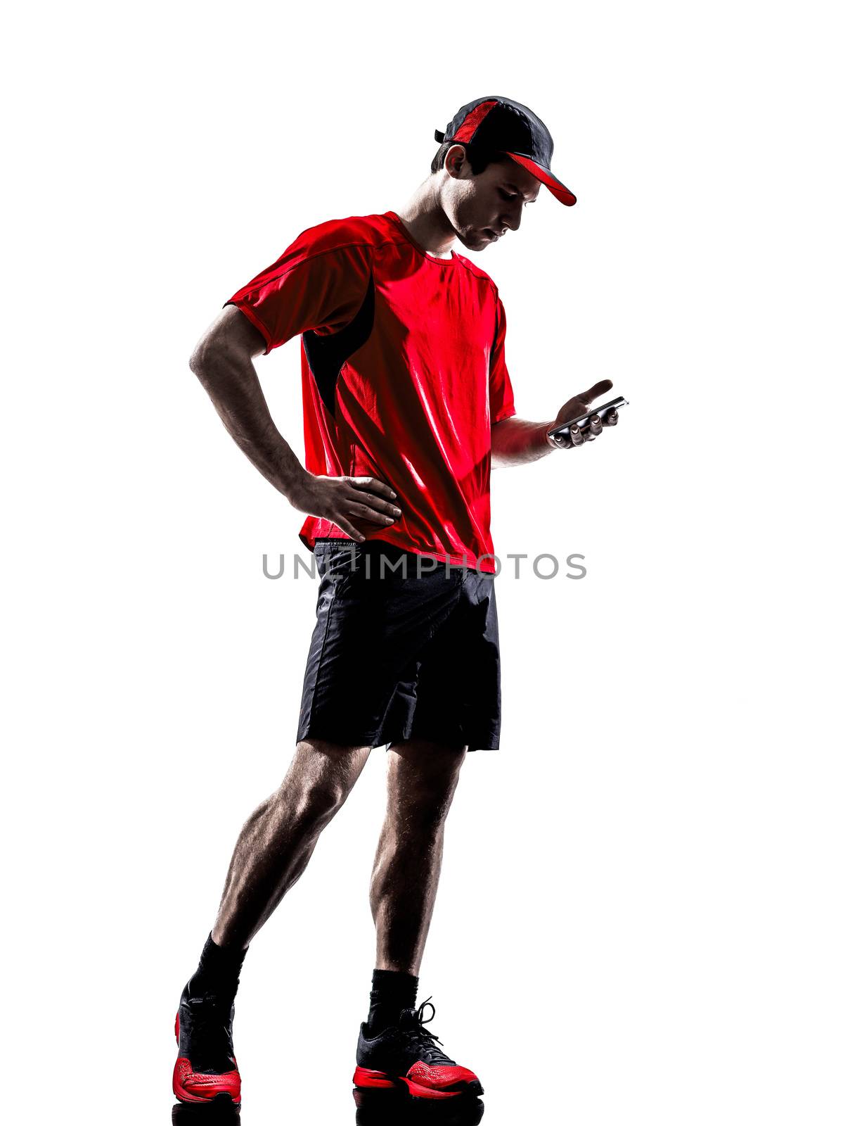 runners joggers smartphones headphones silhouettes by PIXSTILL