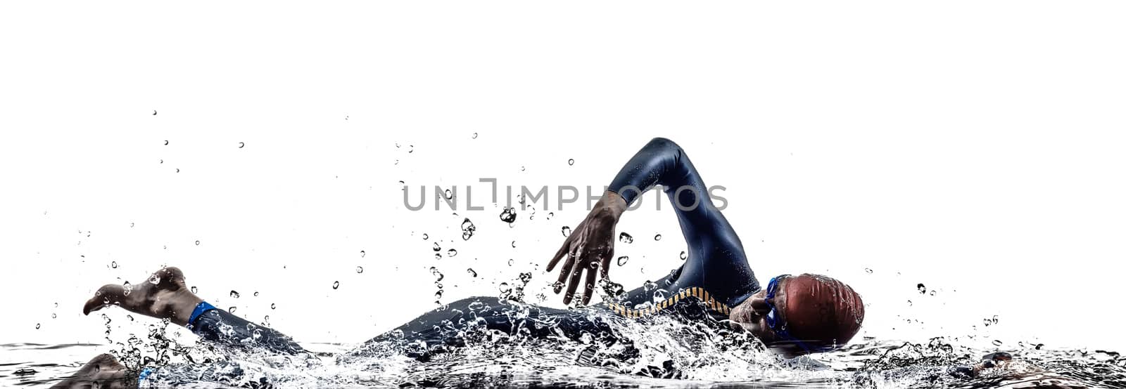 man triathlon iron man athlete swimmers swimming by PIXSTILL