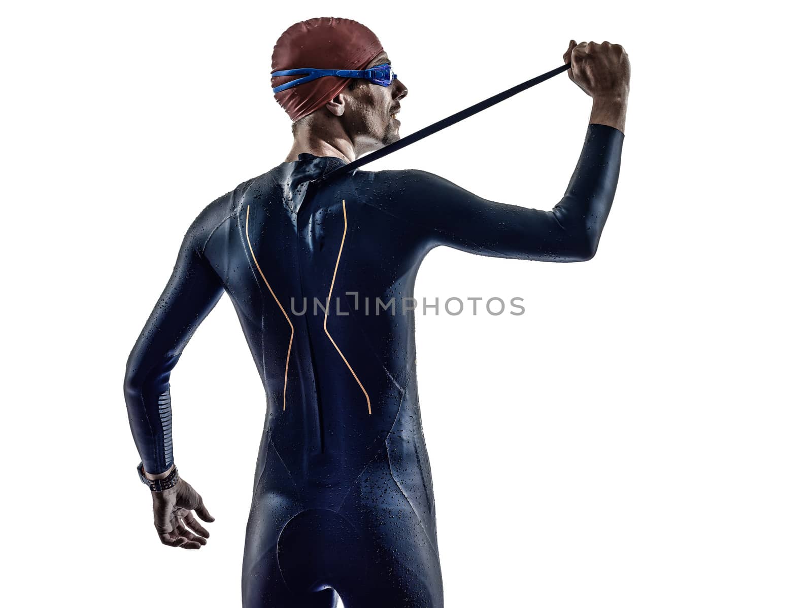 man triathlon iron man athlete swimmers portrait  by PIXSTILL