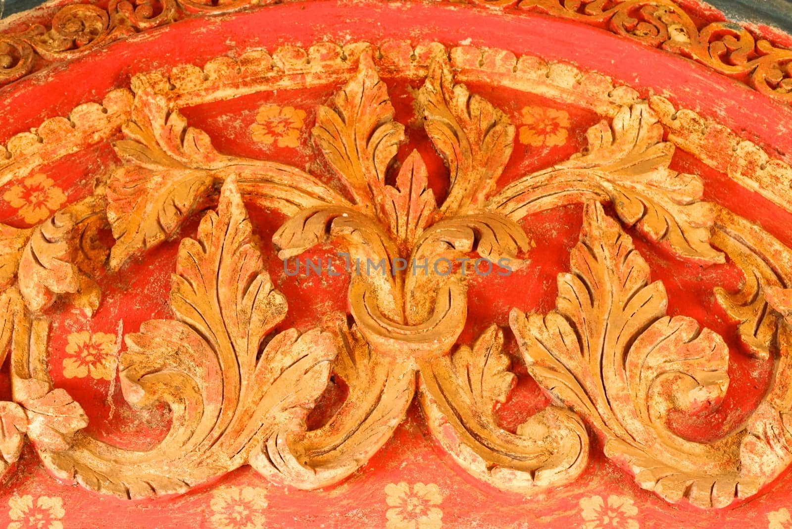 detail of ancient stucco work ,Lampang temple,Thailand