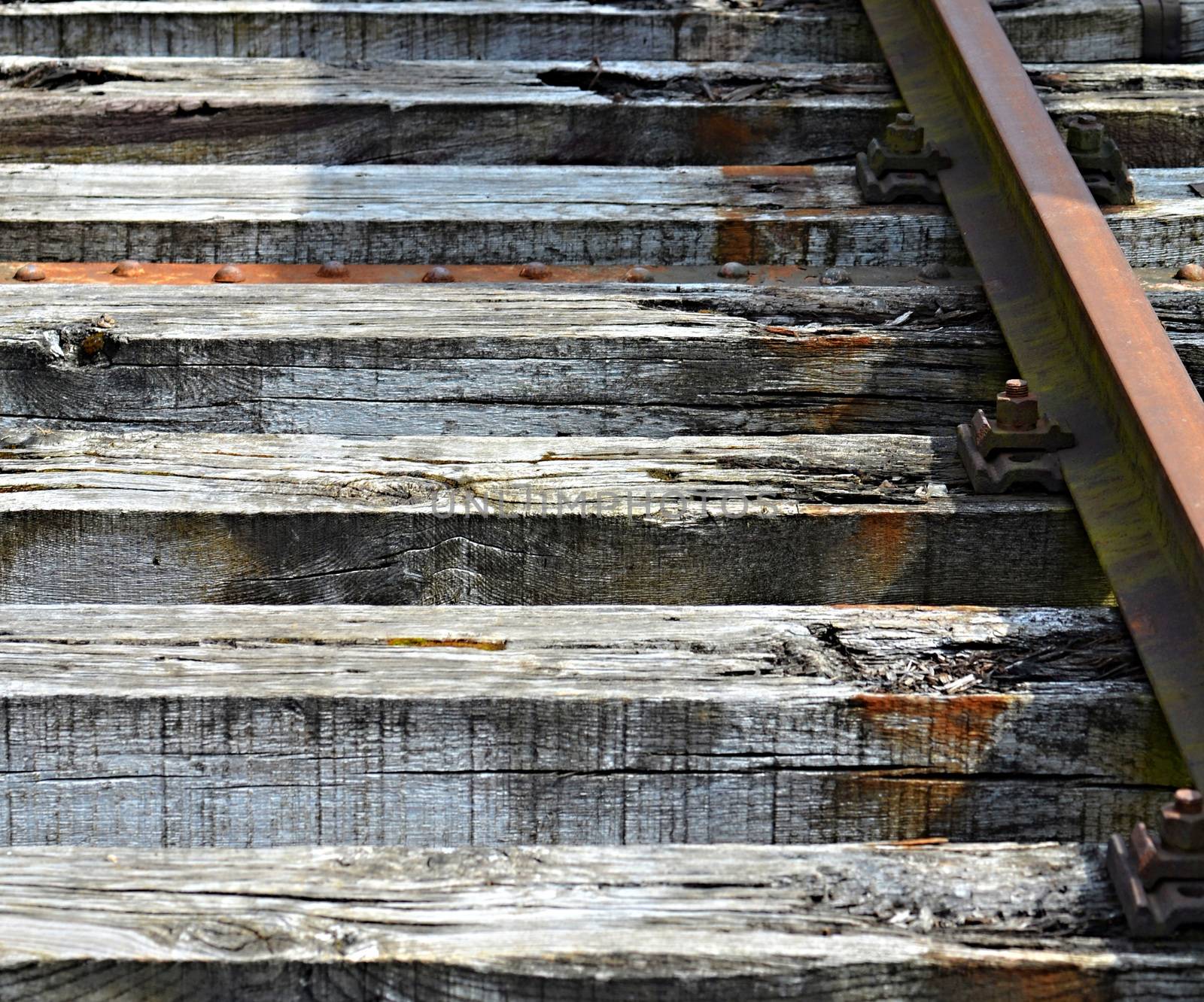 background section of old railway wood sleepers