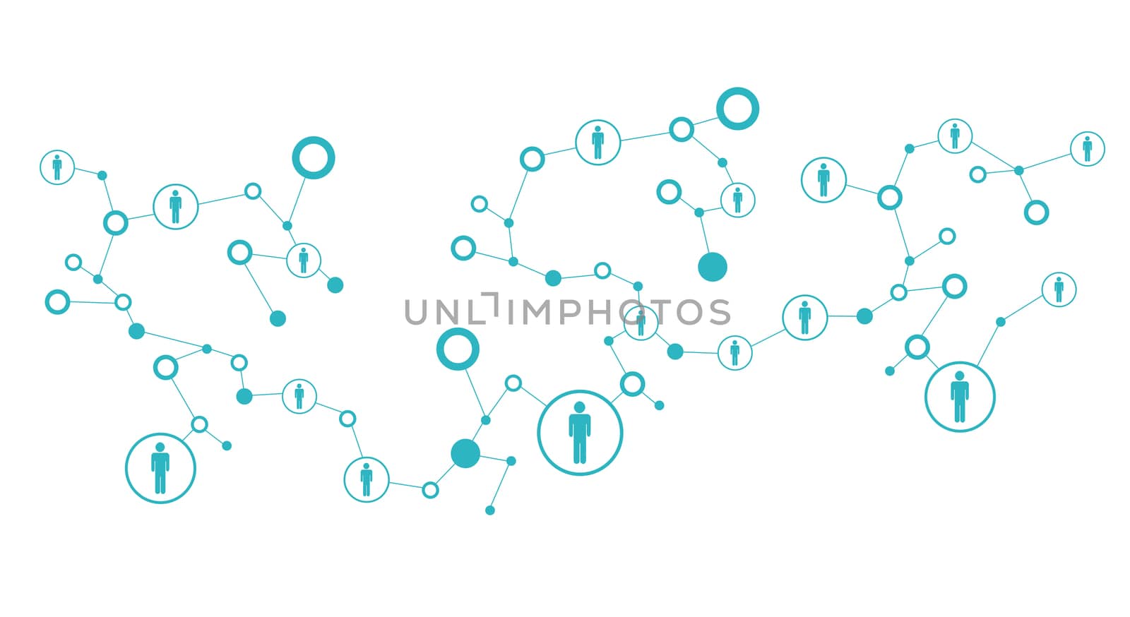 Social network. In lattice points are people icons by cherezoff