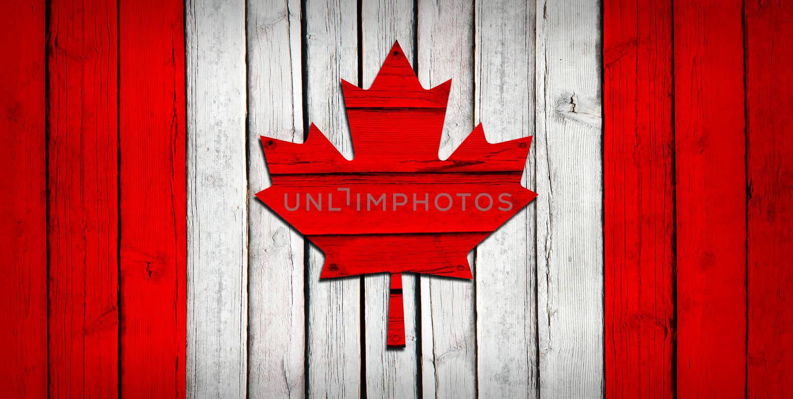Canadian flag painted on wooden boards by cherezoff