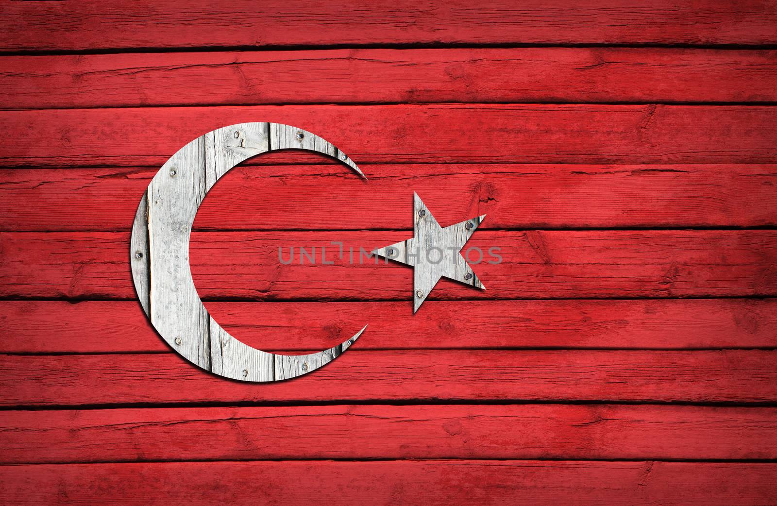 Turkish flag painted on wooden boards by cherezoff