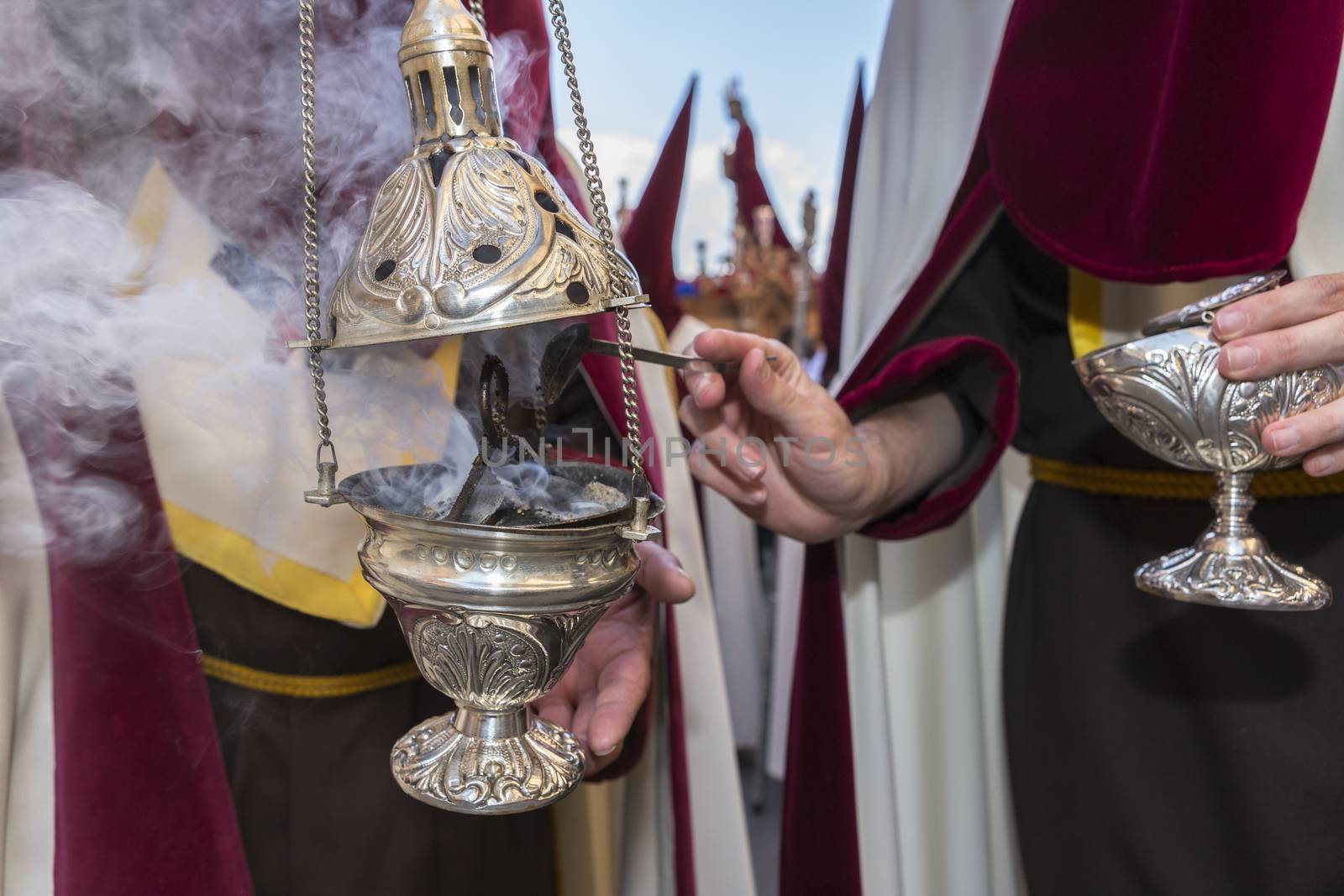 Censer of silver or alpaca to burn incense in the holy week, Spa by digicomphoto