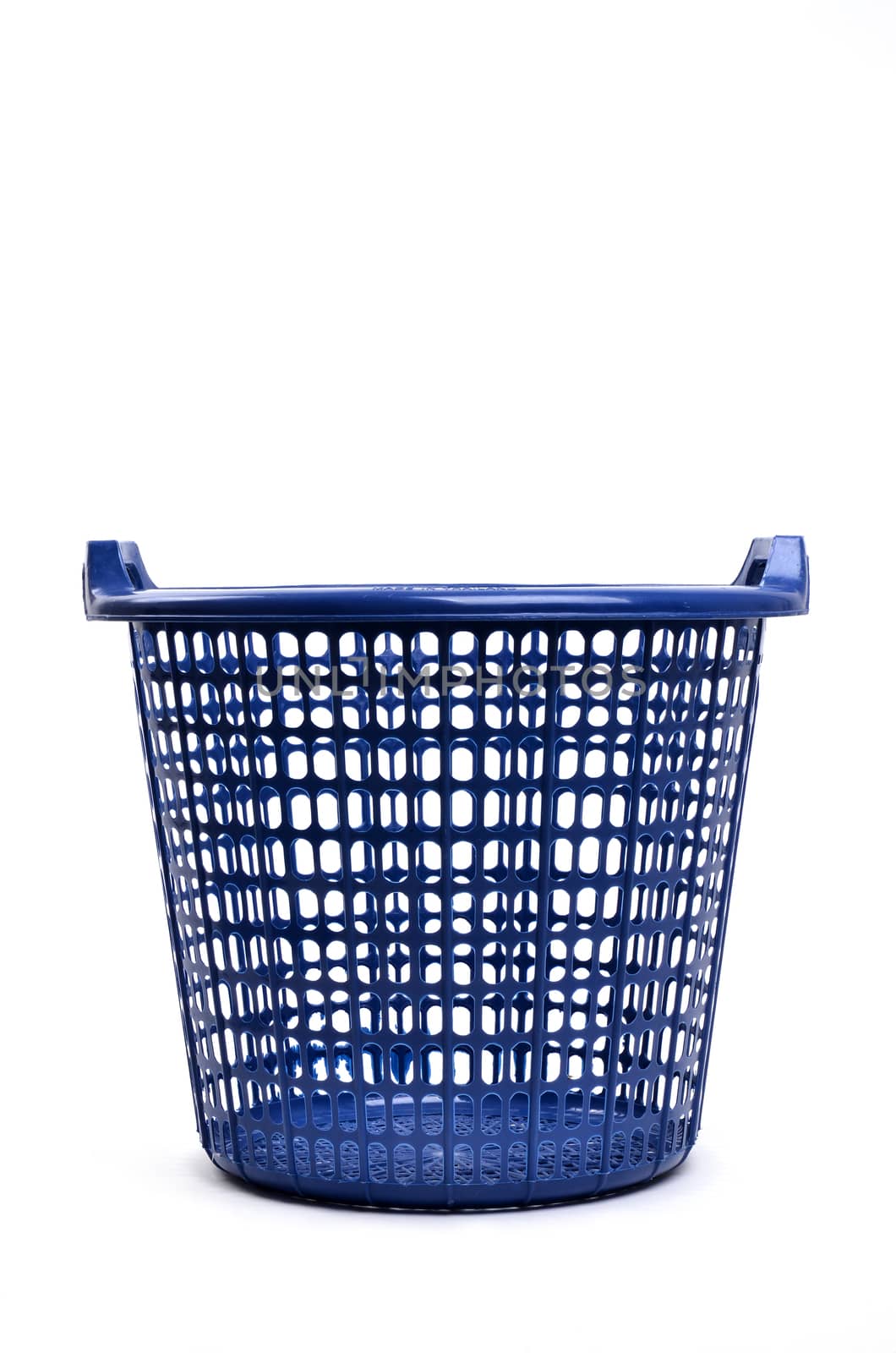 blue plastic basket isolated on white background