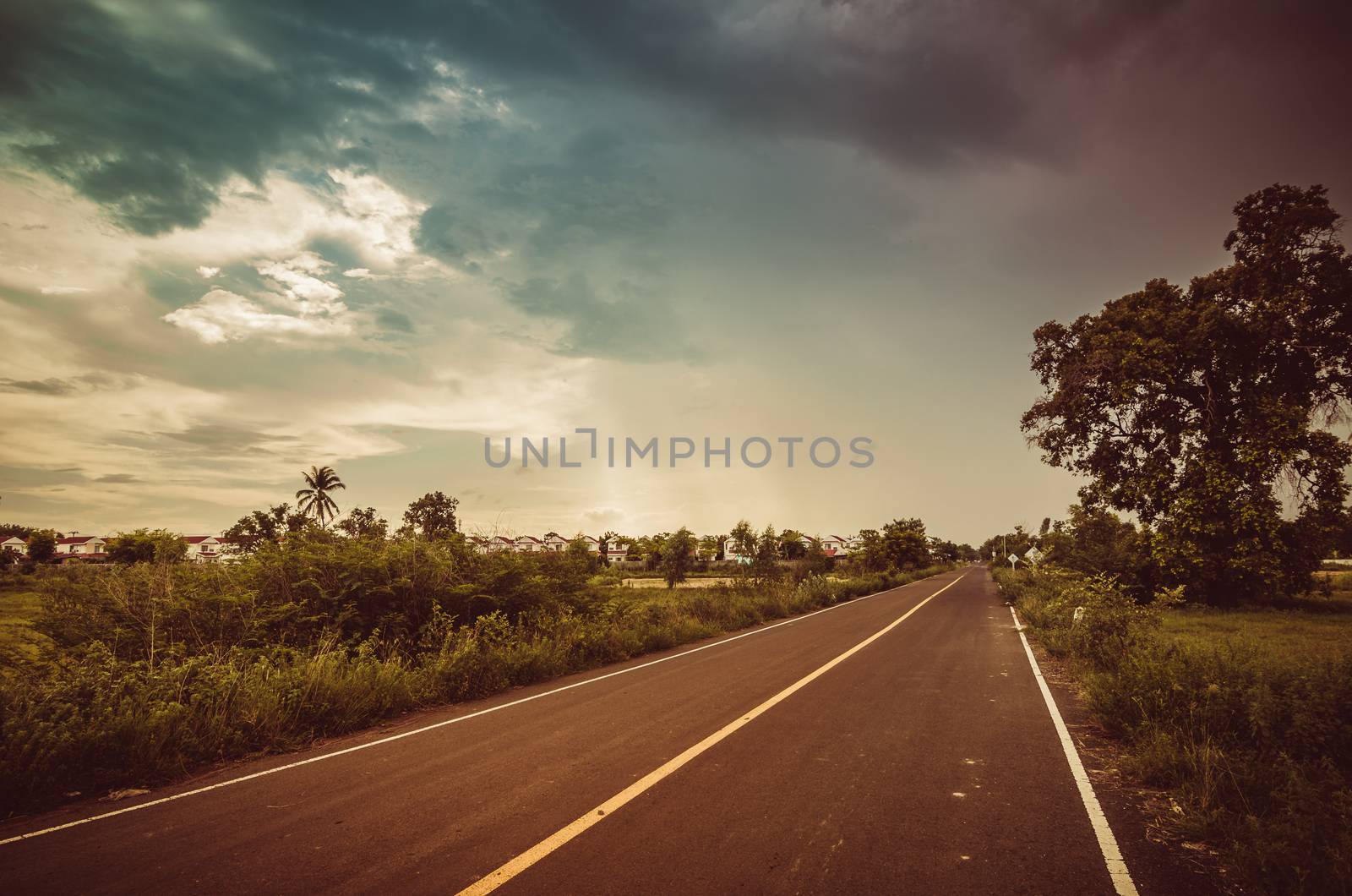 Road and blue sky in  countryside view nature