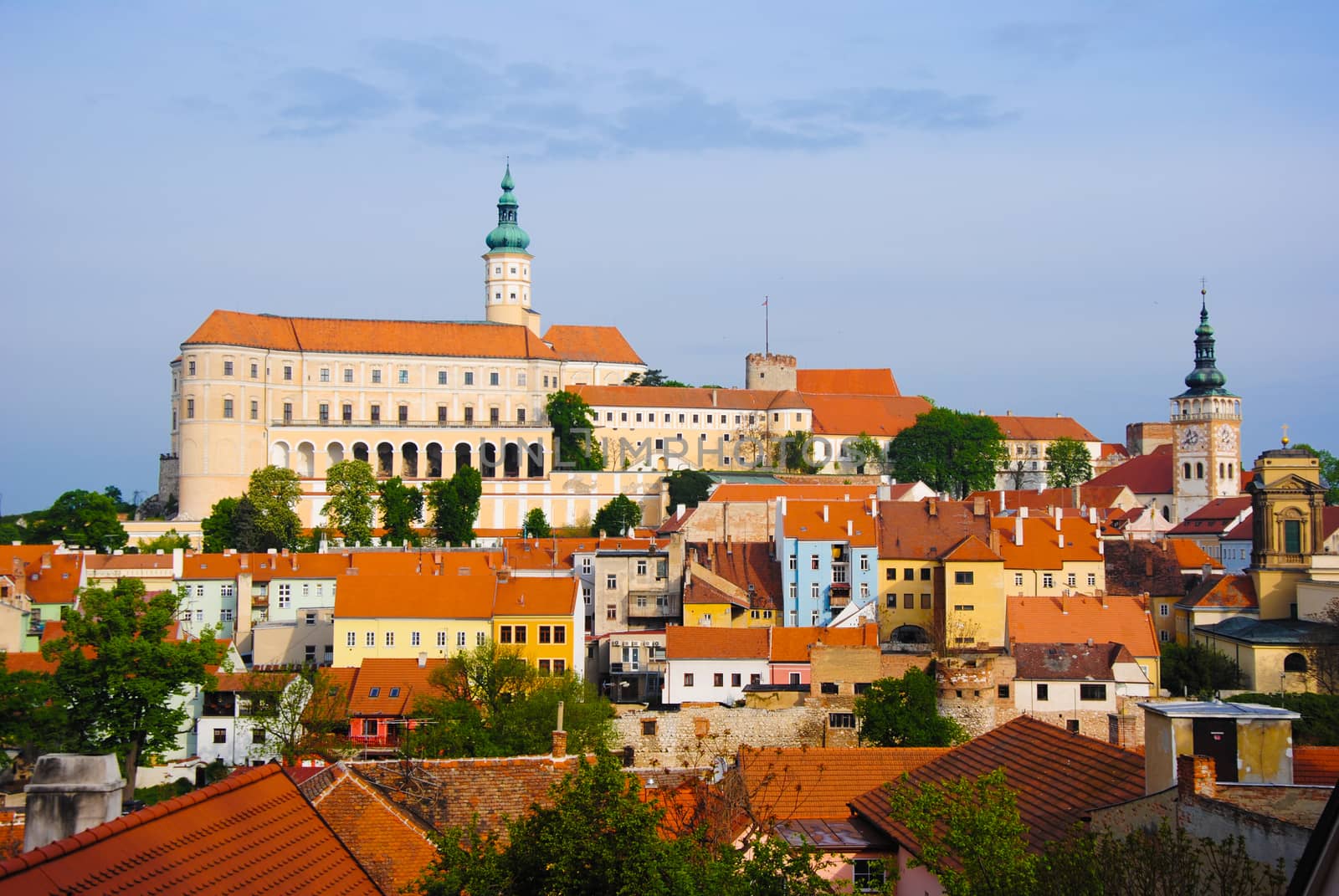 Mikulov castle in typical moravian town by pyty