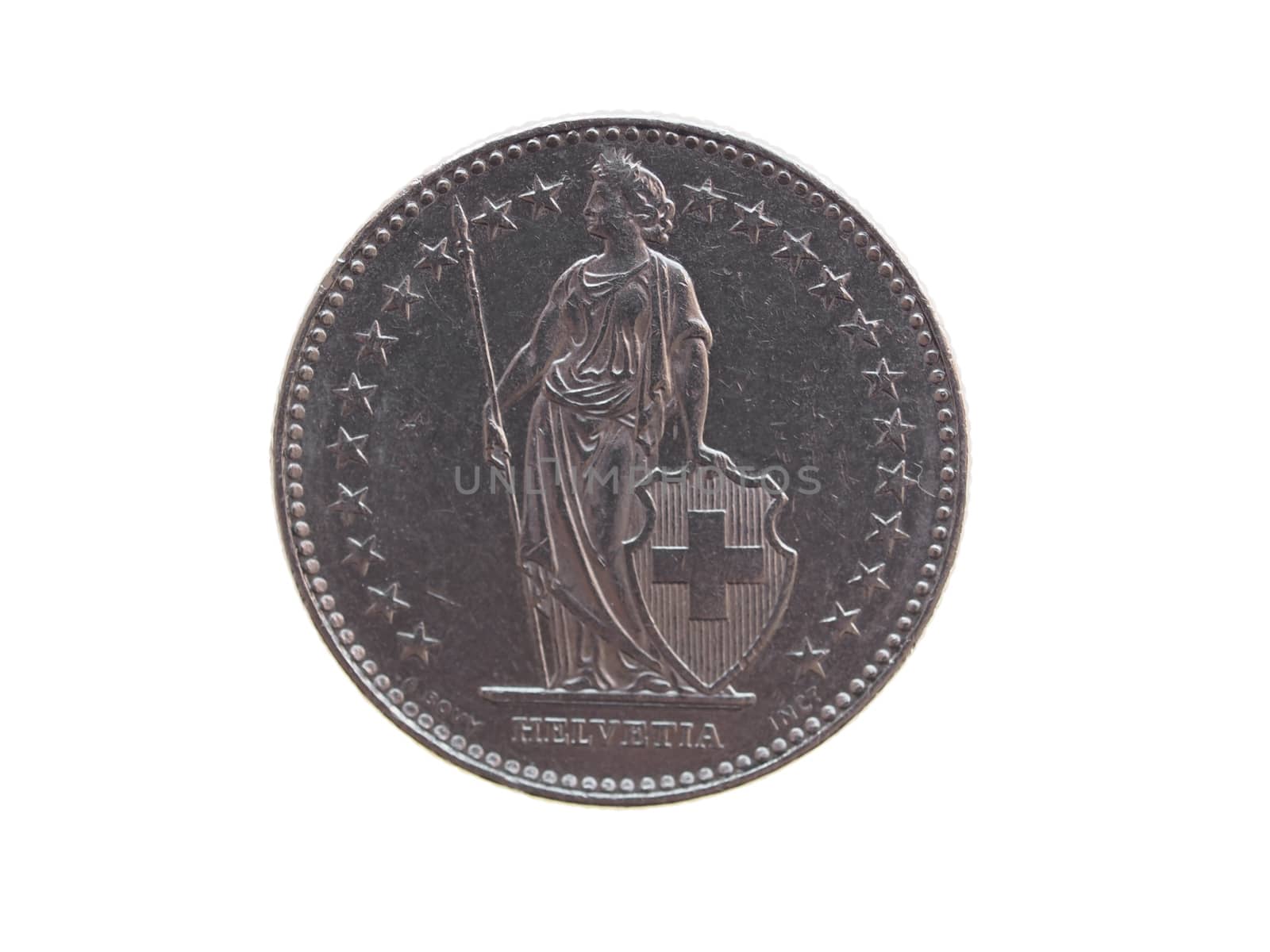 Swiss franc CHF (legal tender of Switzerland - Confederation Helvetique) coin