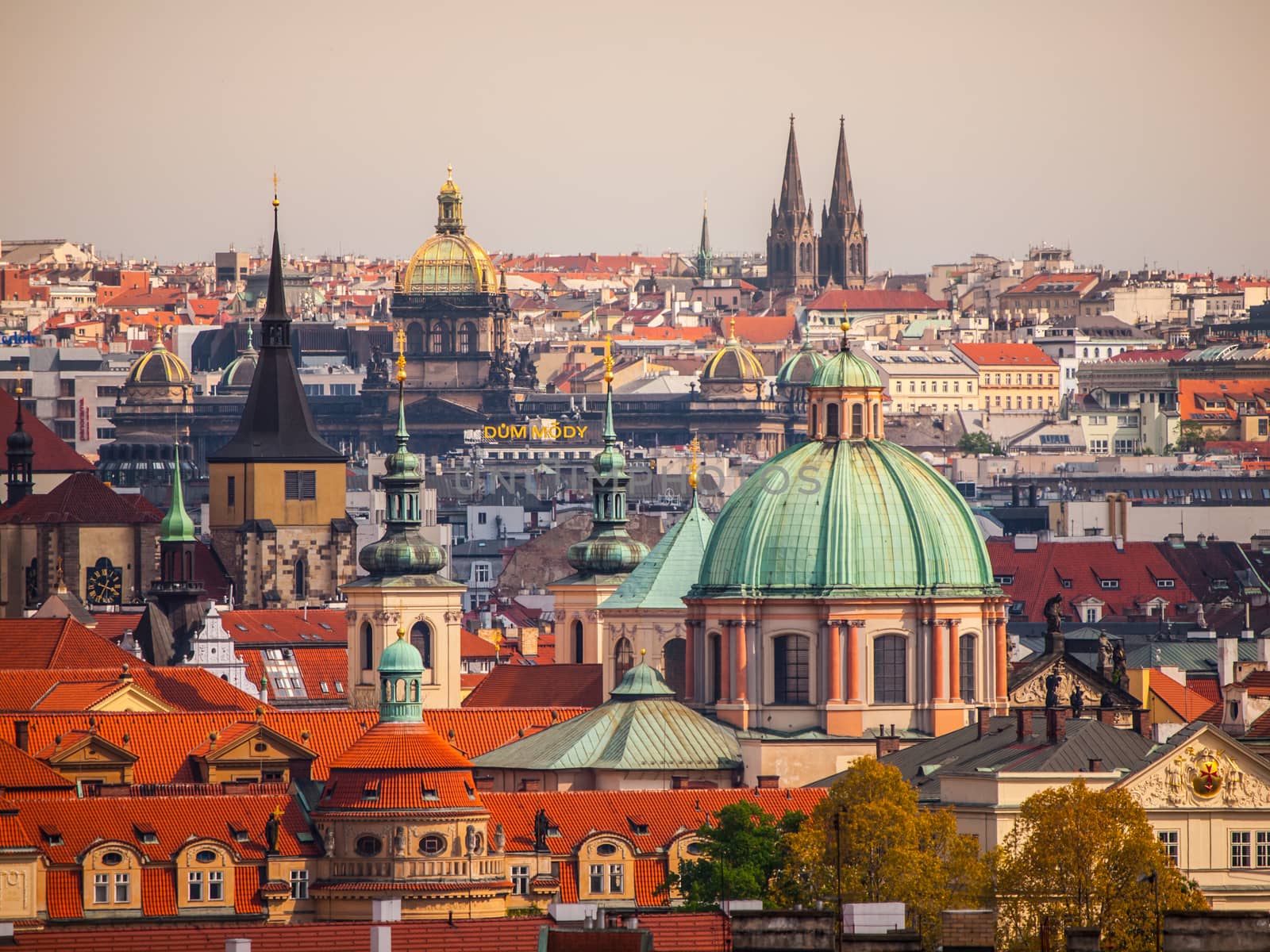 Close-up view of Prague towers (Czech Republic)