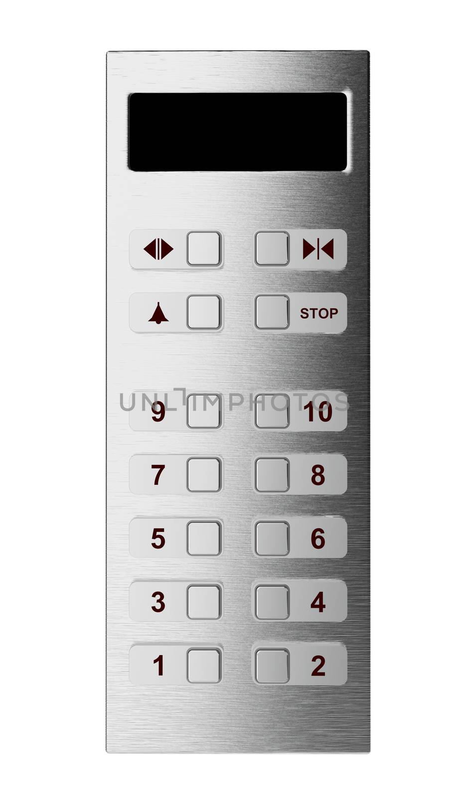 Elevator control panel isolated on white