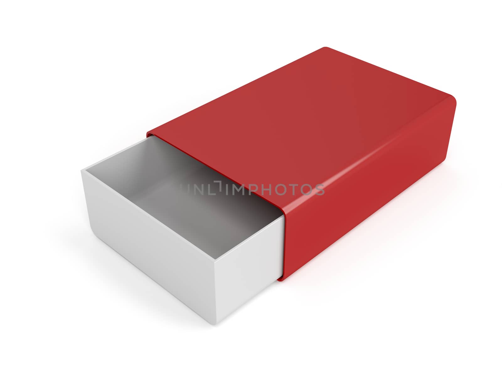Small plastic sliding box on white background