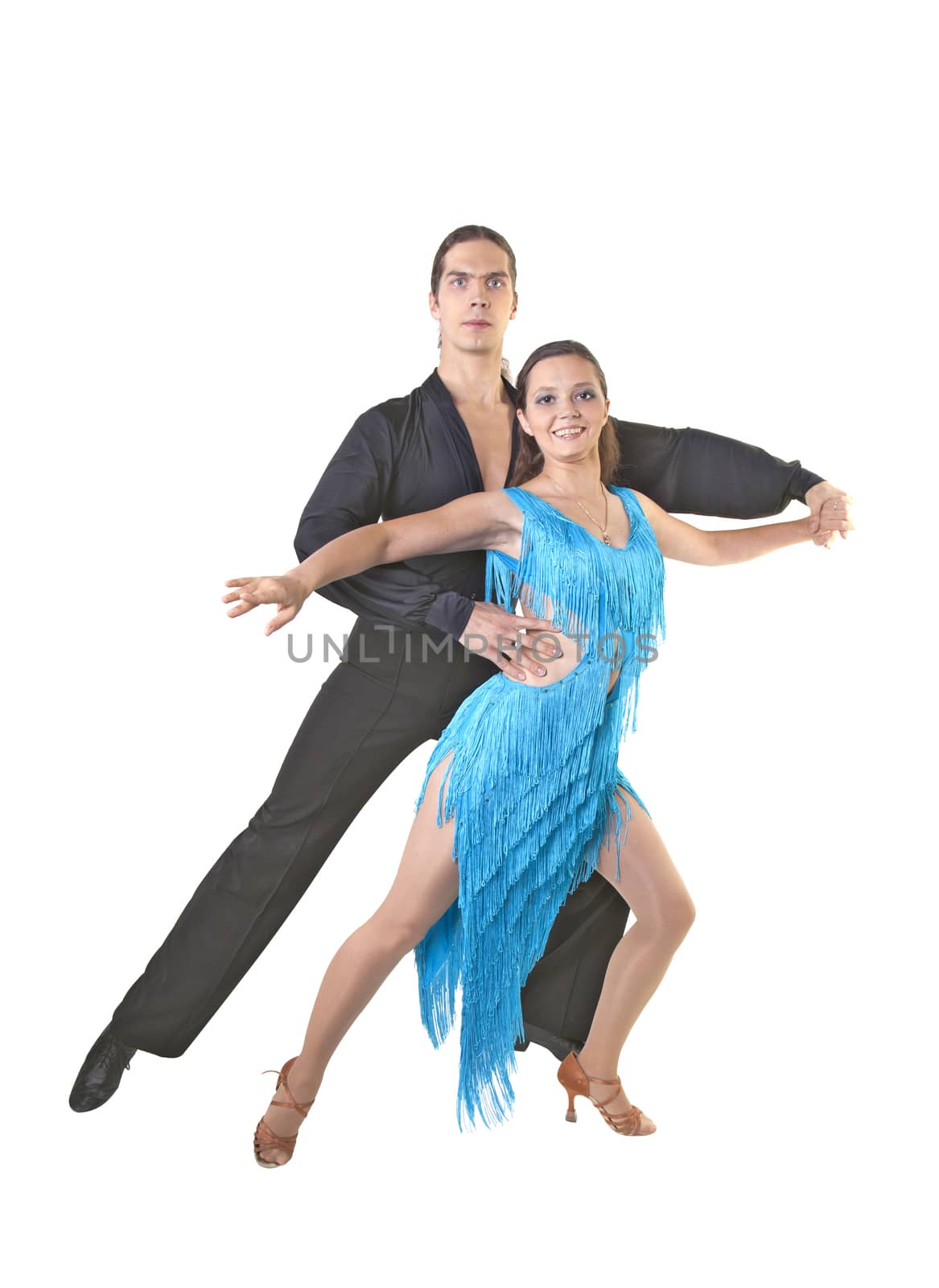 Dancing couple isolated over white background