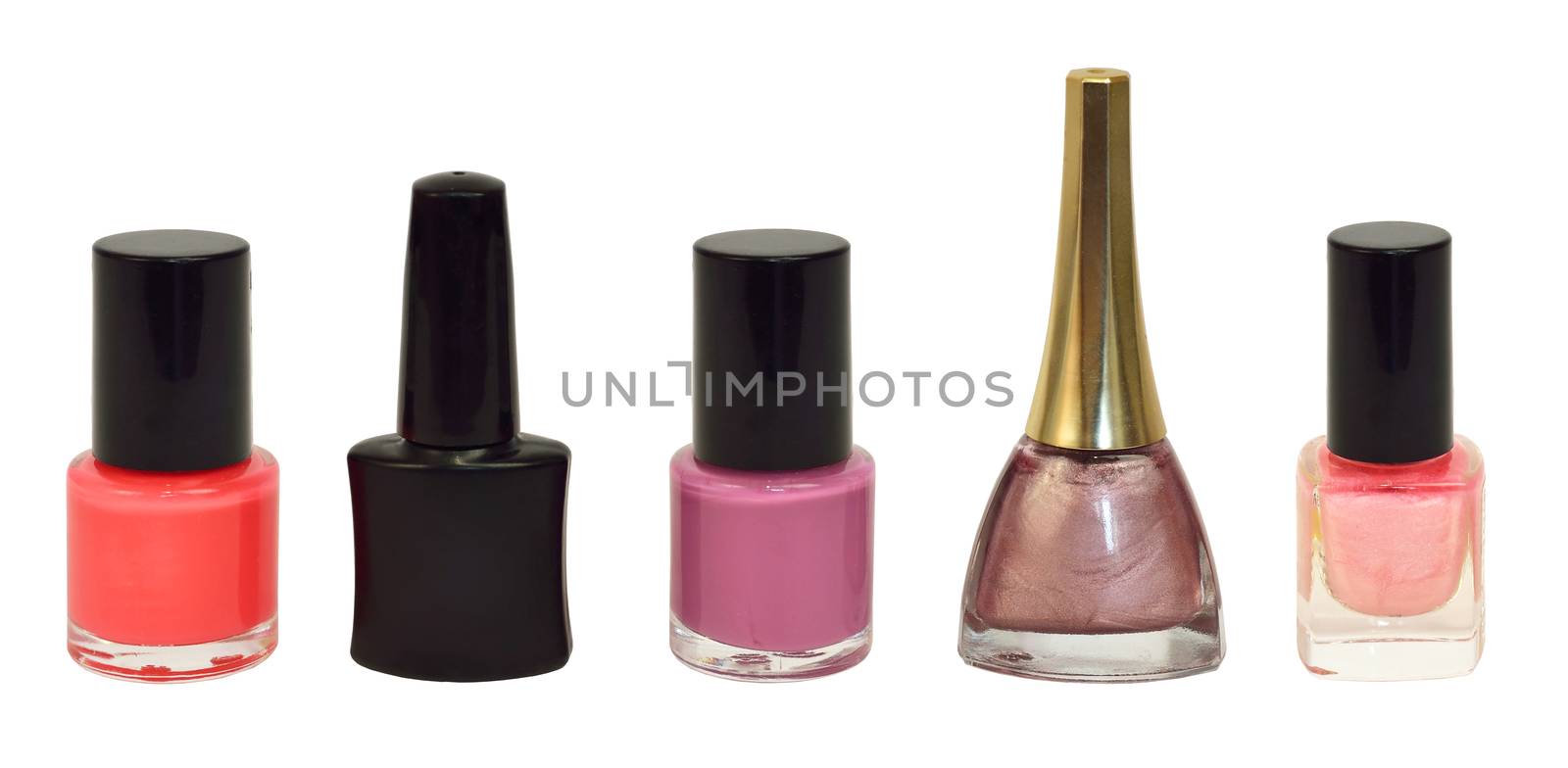 Collection of nail polish. Isolated on white background