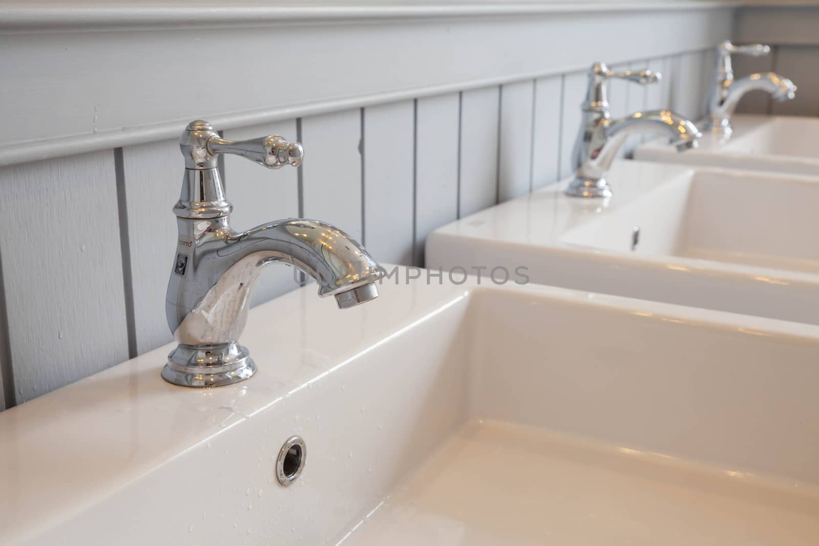 Basin in washroom interior