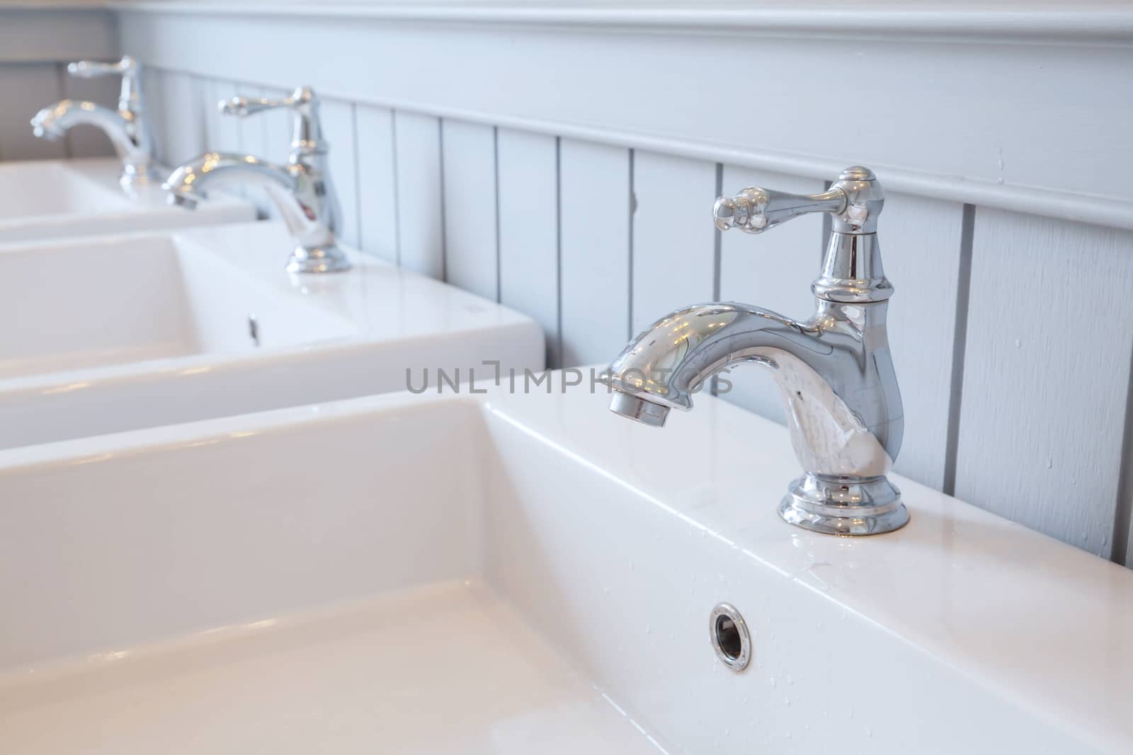 Basin in washroom interior