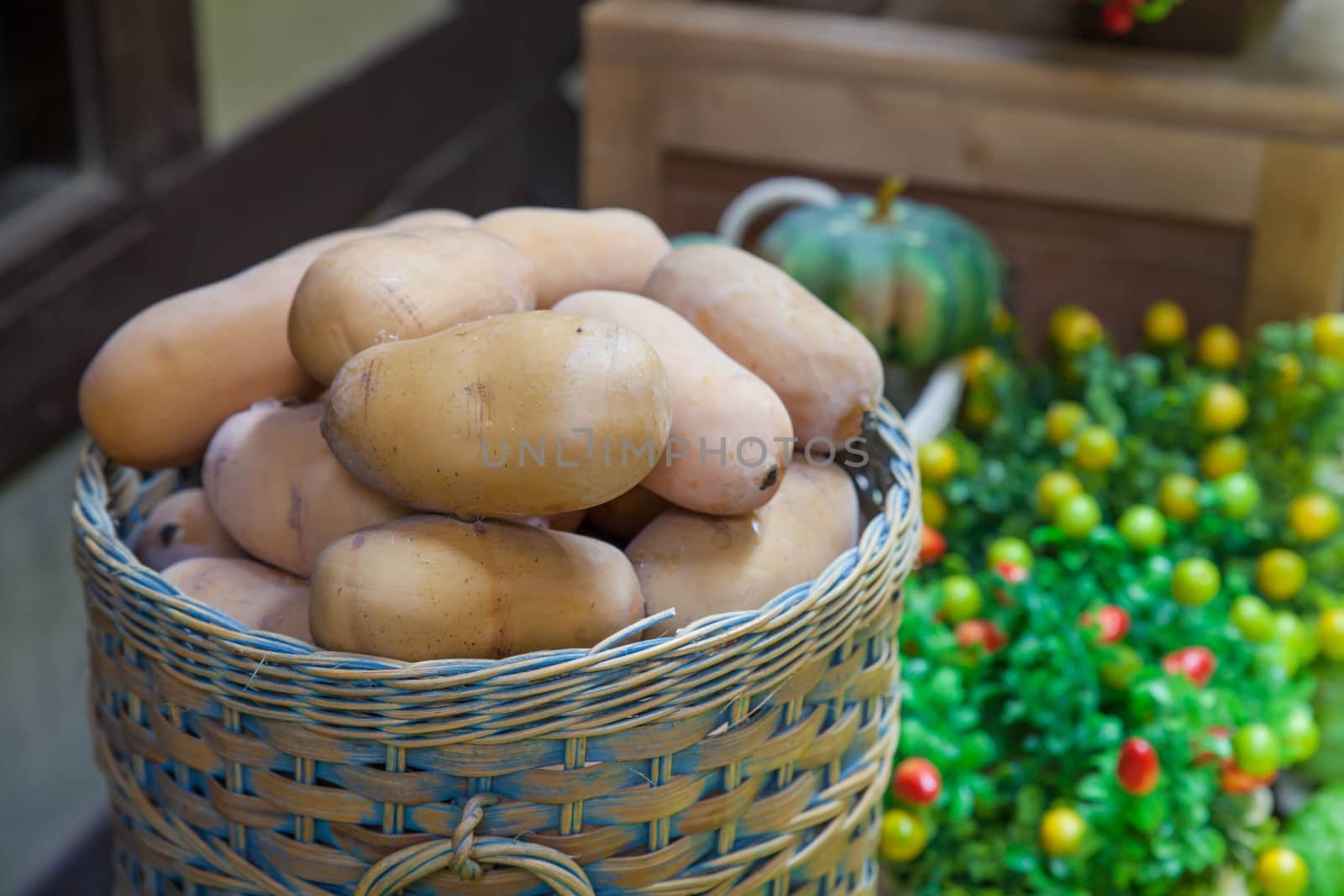 Potatoes in basket.