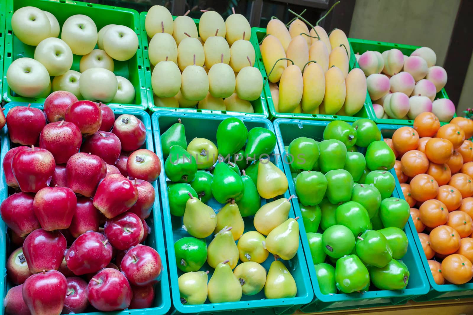 Fresh fruits shop at a market 