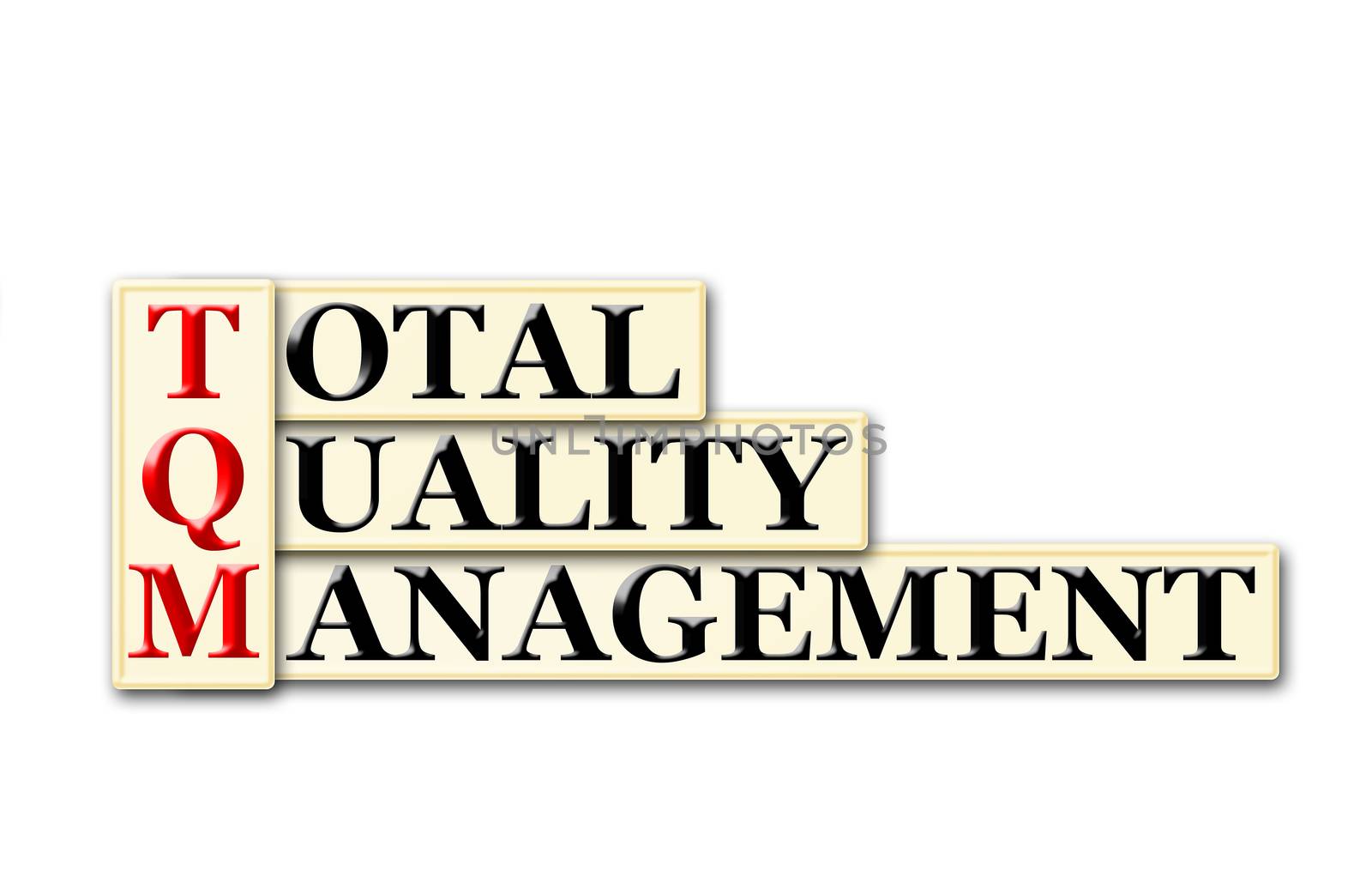 Conceptual TQM Total Quality  Management  acronym on white