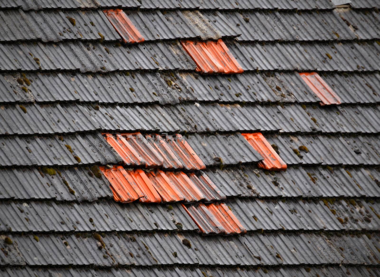 background or texture Two colored tiled roof