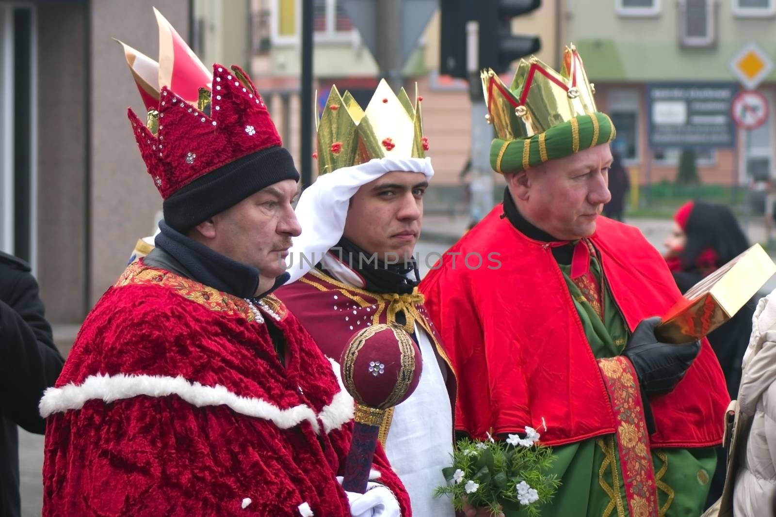 Wloclawek, Poland - January 6, 2014: Catholics celebrate Epiphany or Three Kings’ Day in a street procession