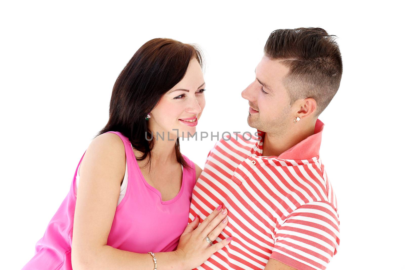 Cute couple on a white background