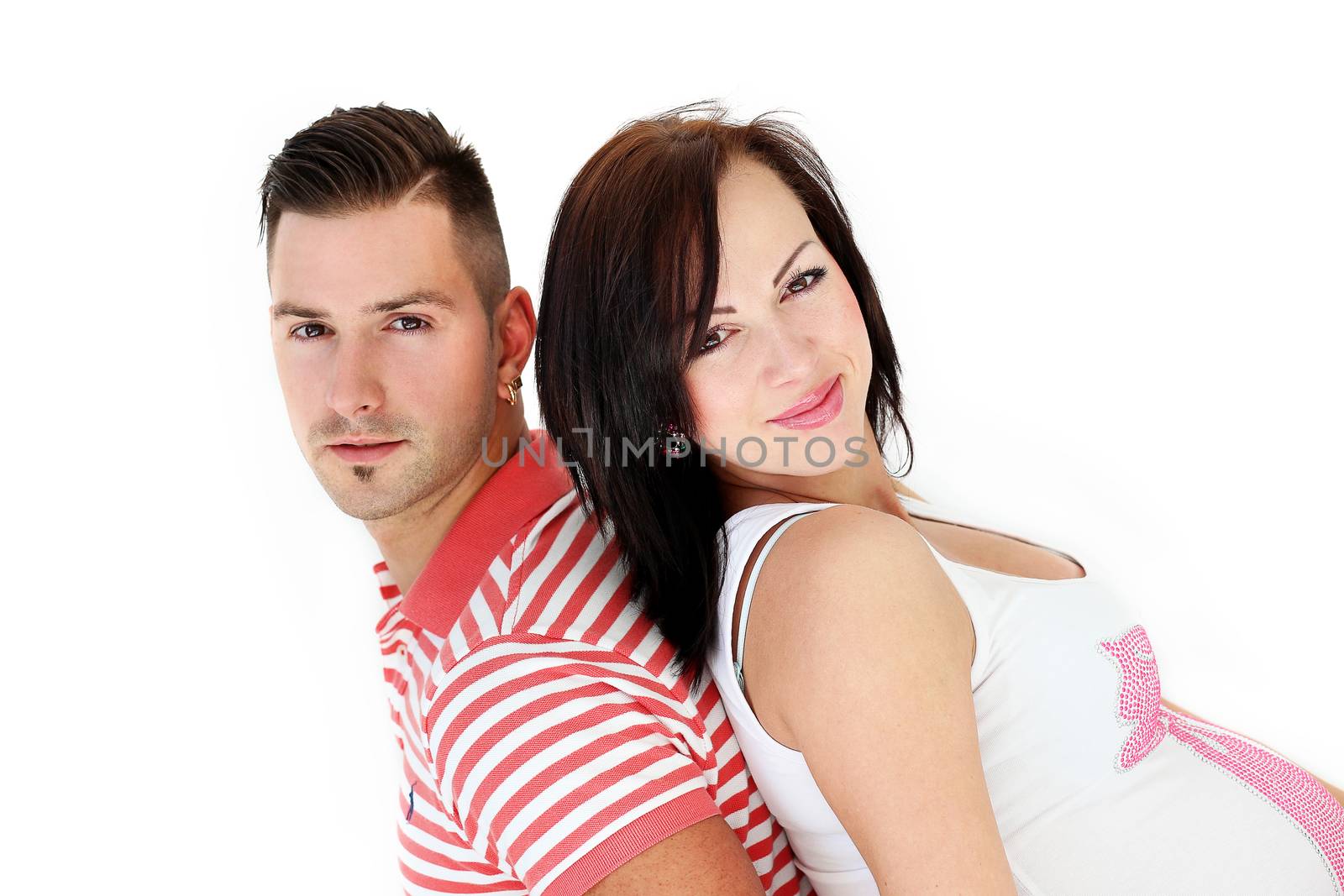 Cute couple on a white background