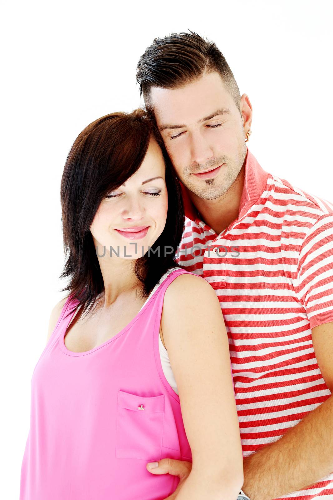 Cute couple on a white background