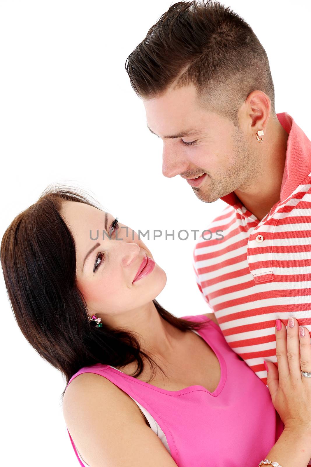 Cute couple on a white background