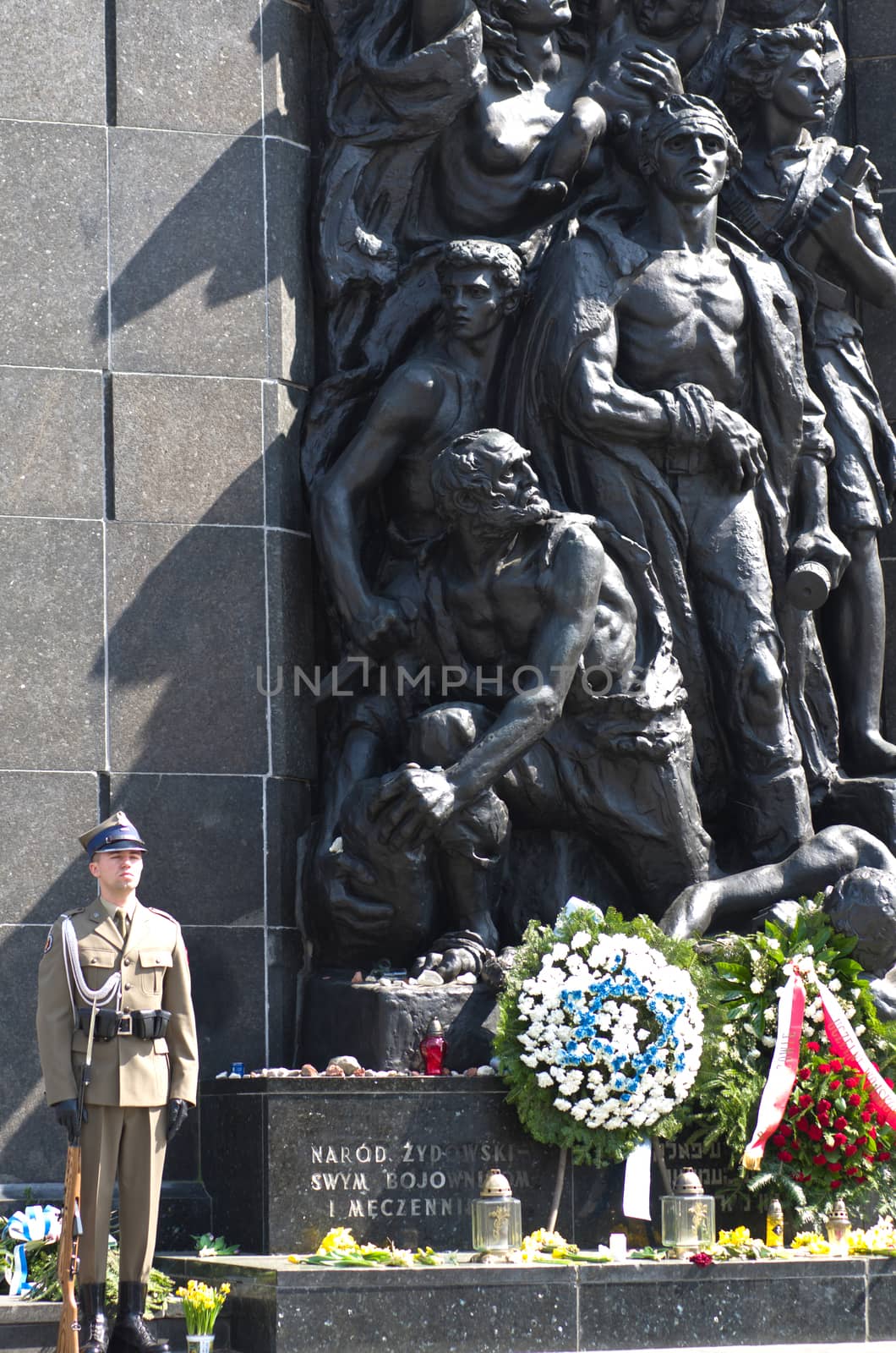 Warsaw, Poland – April 19, 2014: Celebration of the 71 anniversary of the Warsaw Ghetto Uprising.