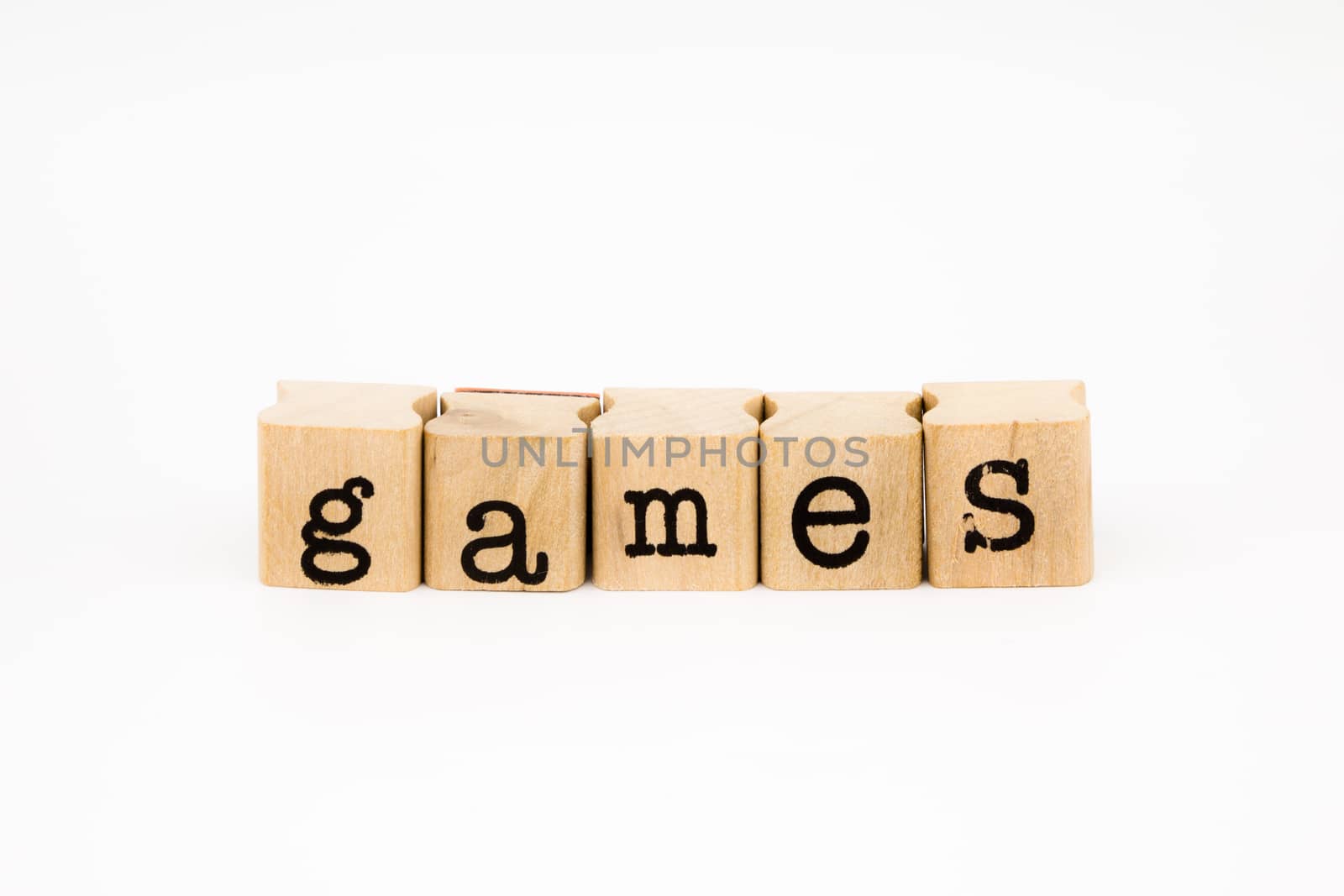 closeup games wording isolate on white background
