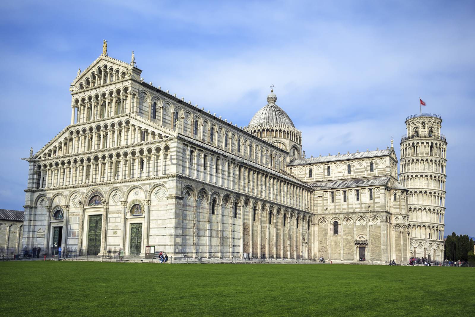 View of the great Piazza Miracoli in Pisa Italy 