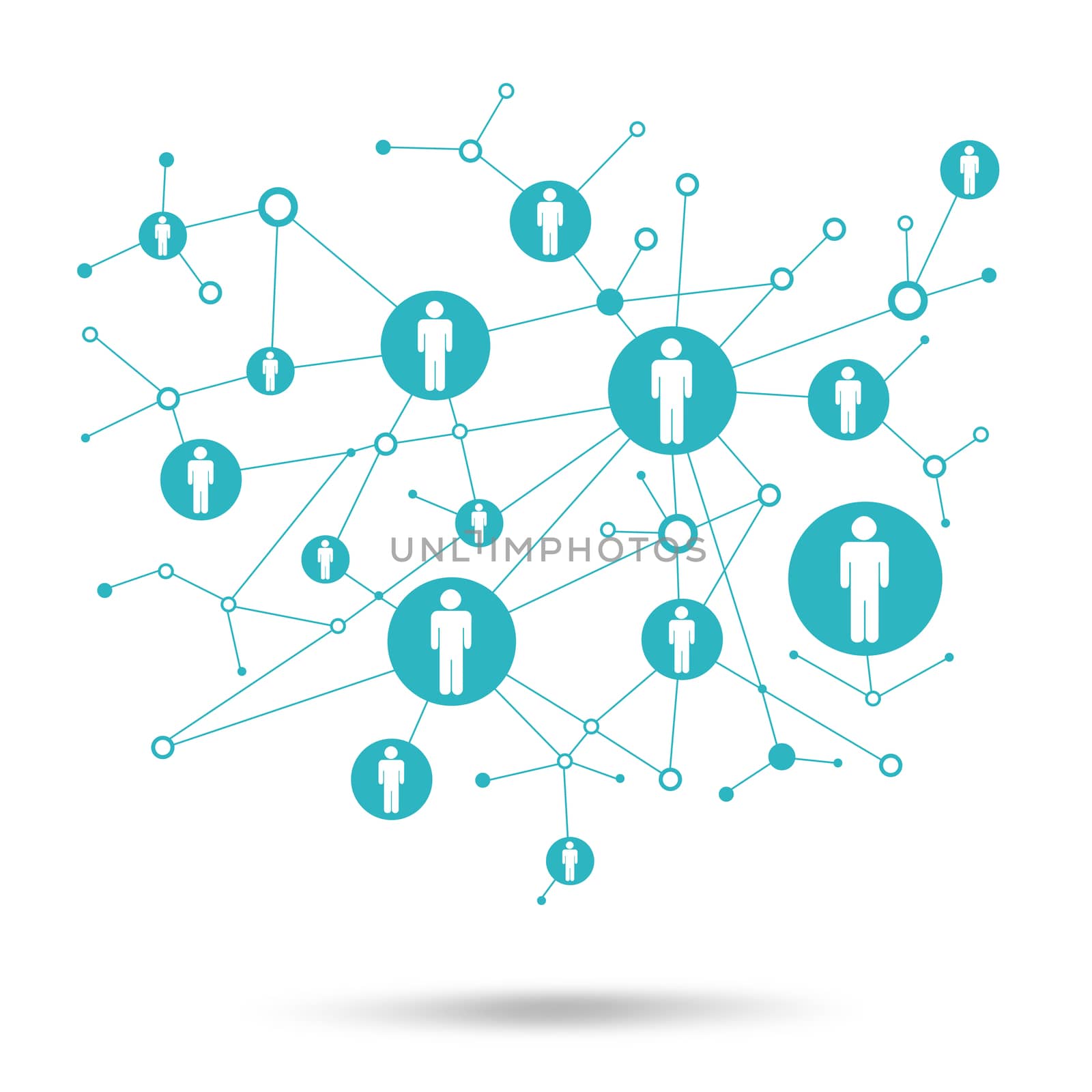 Social network. In lattice points are people icons by cherezoff