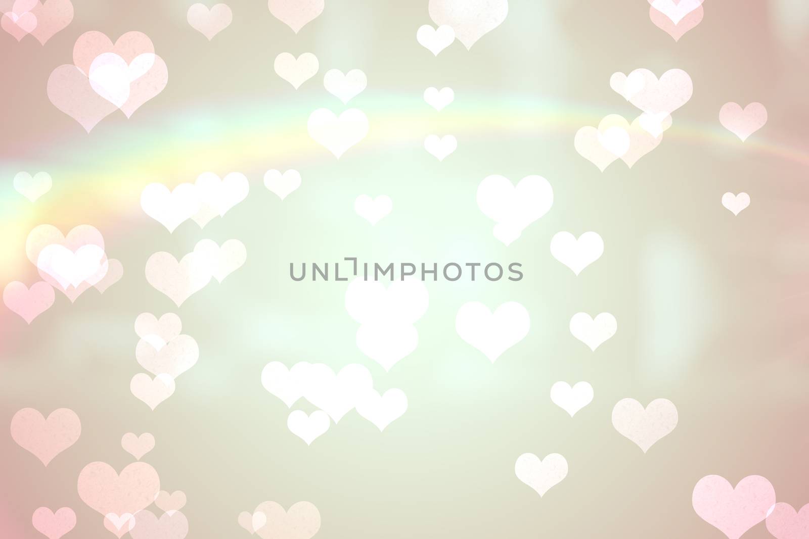 Heart pattern on abstract design with rainbow