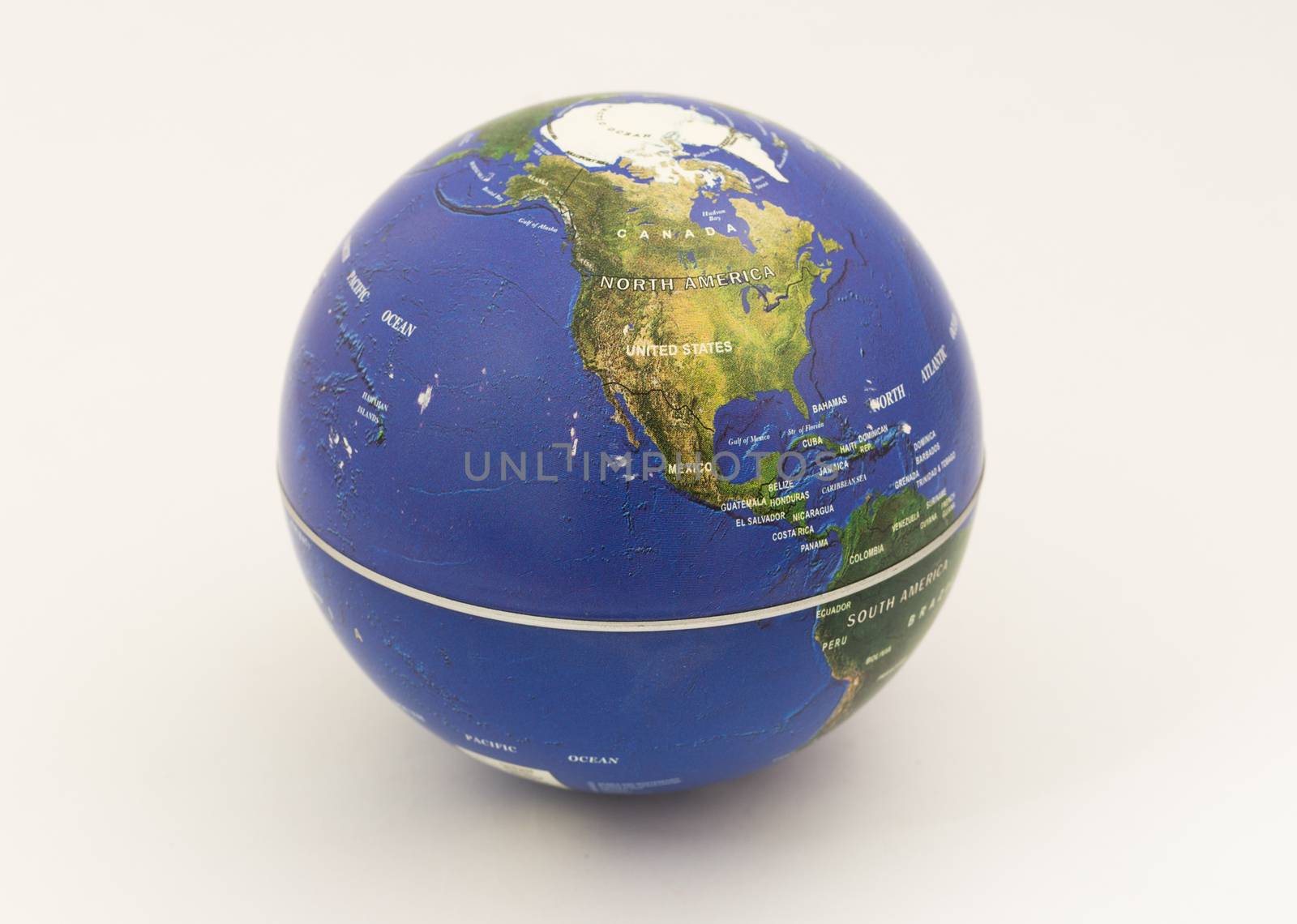 Small globe showing north america and the pacific ocean