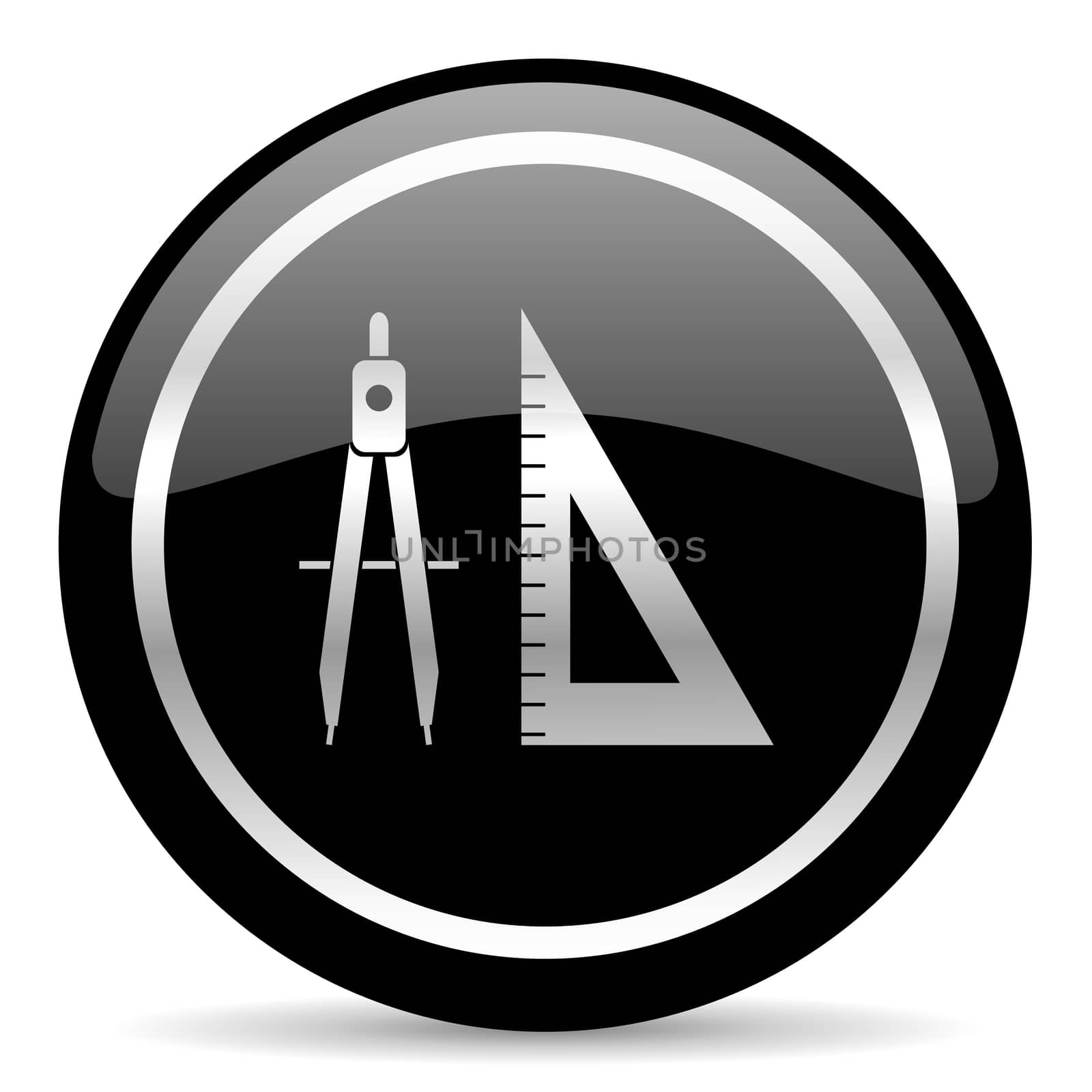 black web button on white background