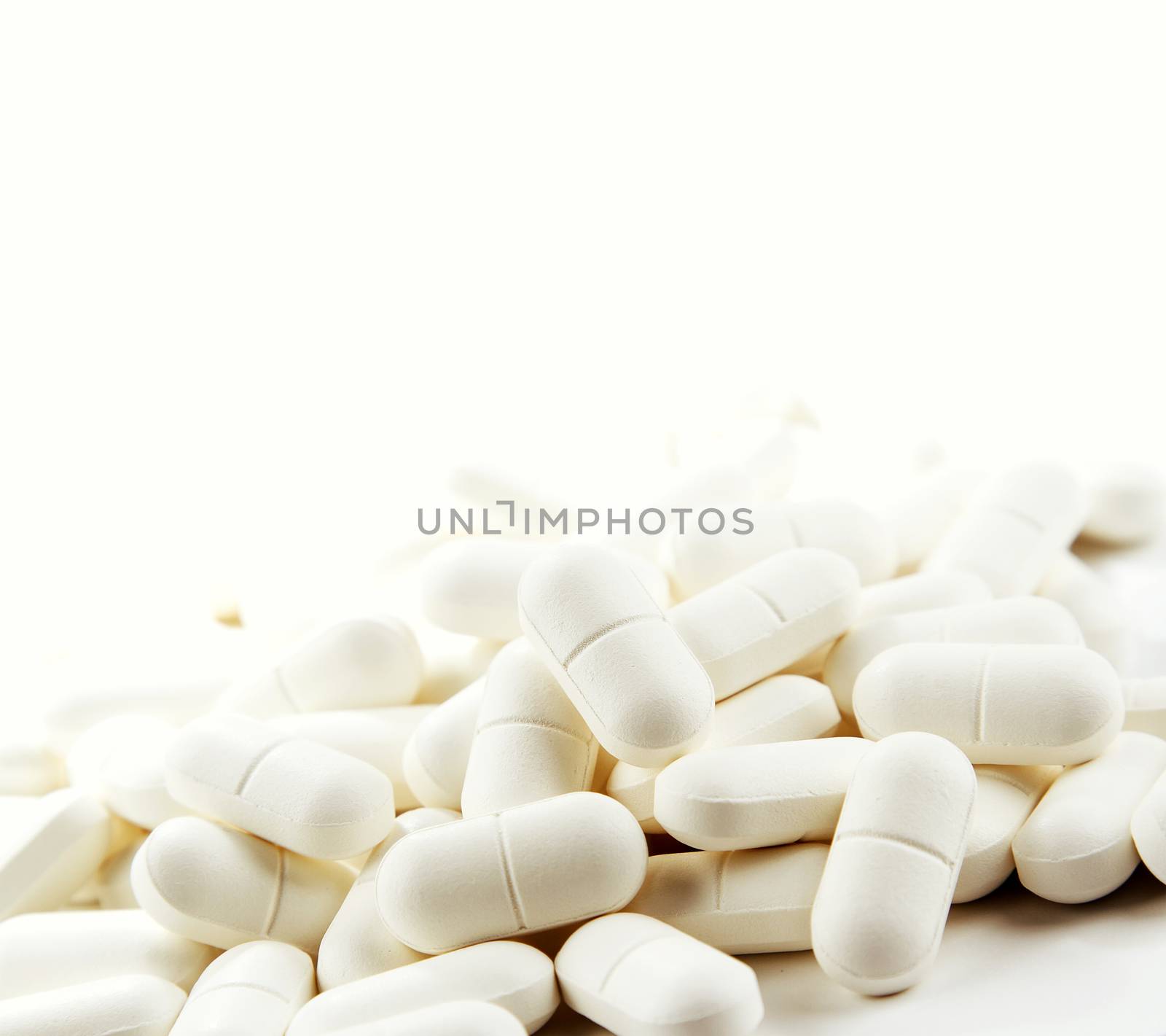 Pile of pills, blank copy space 