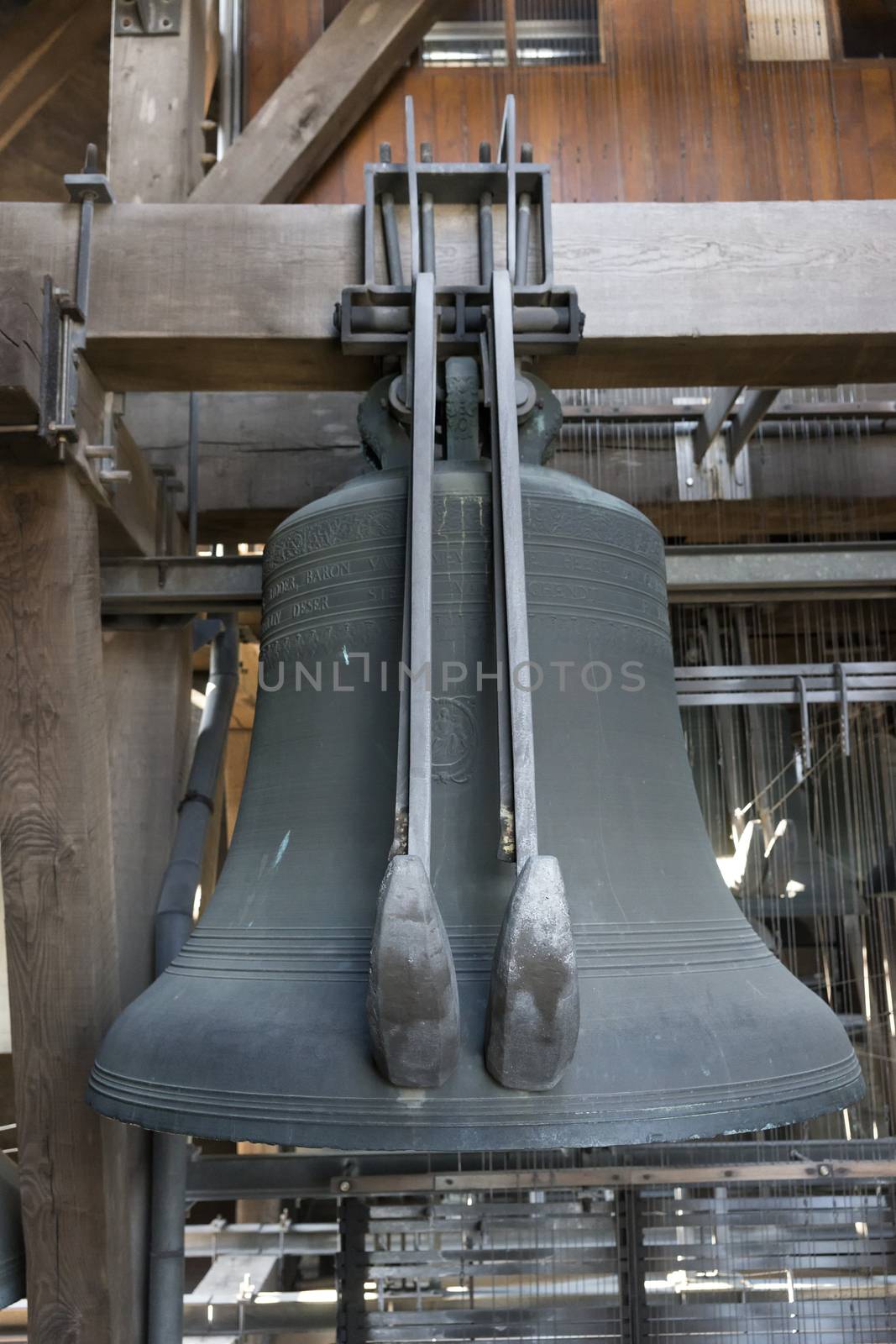 Heavy bell of the carillon in the Ghent Belfry tower. by Claudine