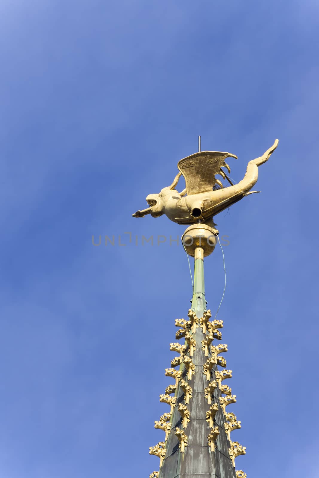 The Gulden Draak or Golden Dragon on top of Ghent Belfry. by Claudine