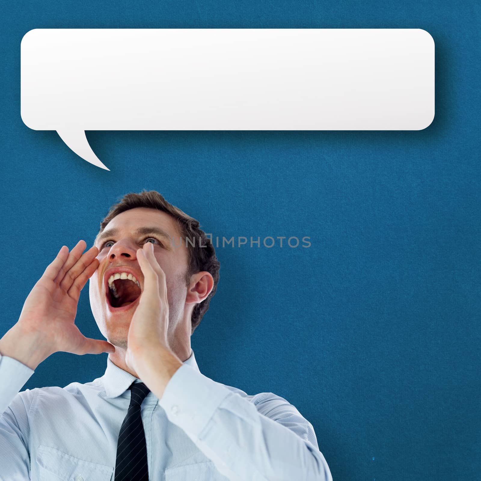 Composite image of businessman shouting by Wavebreakmedia