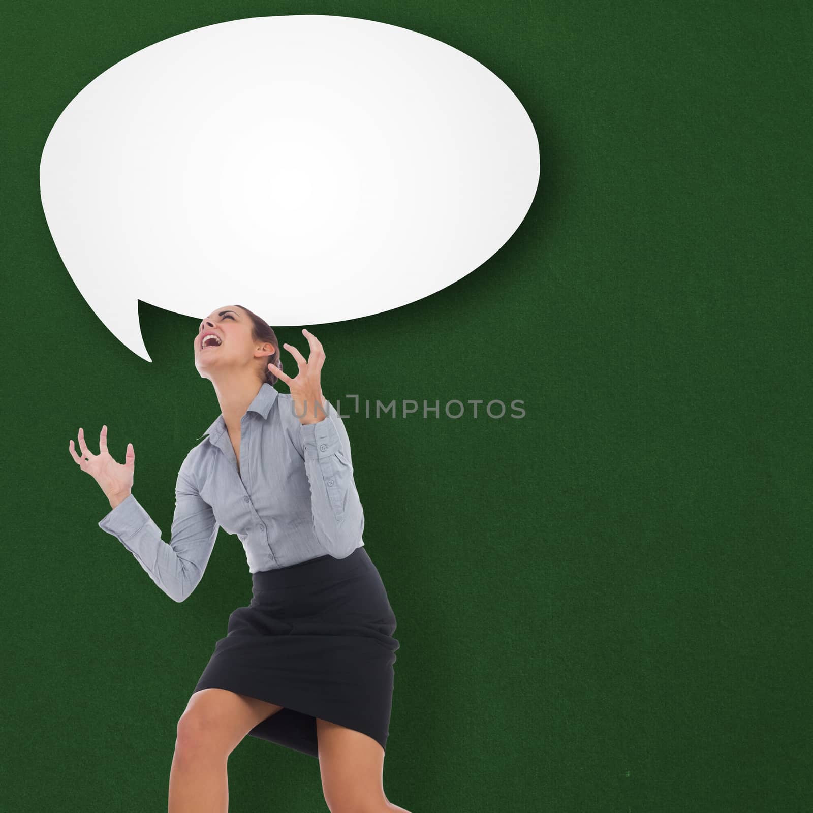 Composite image of furious businesswoman gesturing by Wavebreakmedia