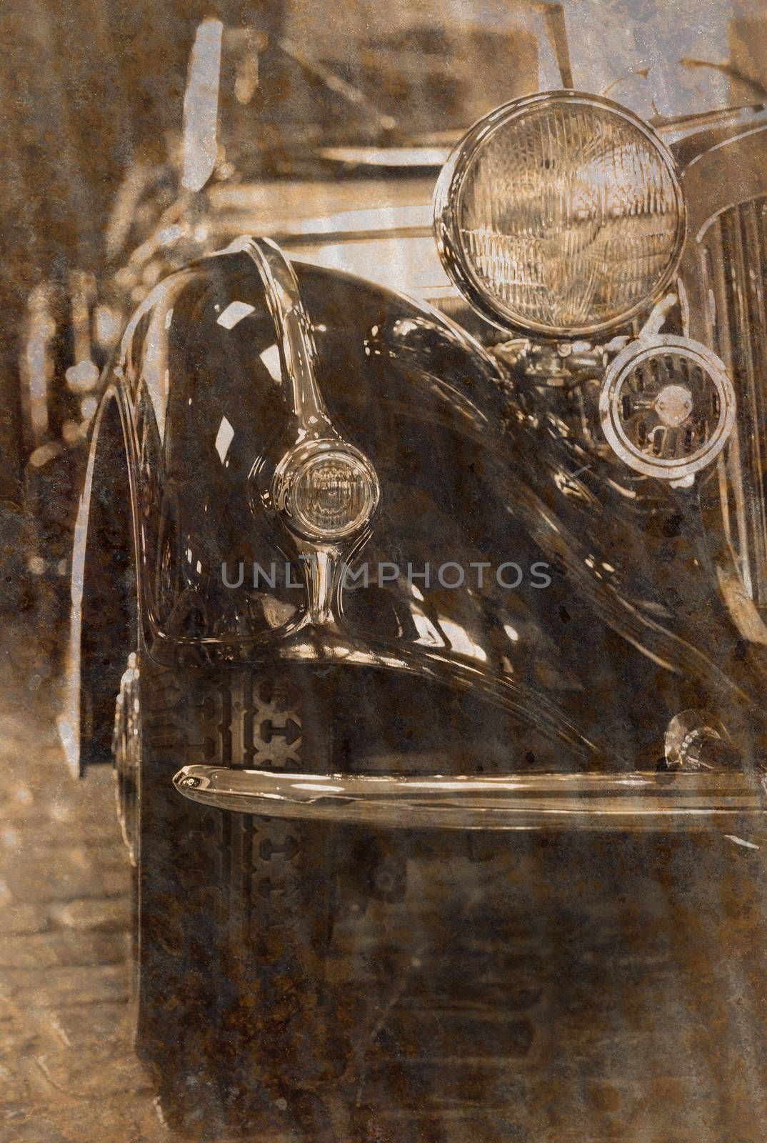 part of a vintage old car, noise added intentionally, editorial use only